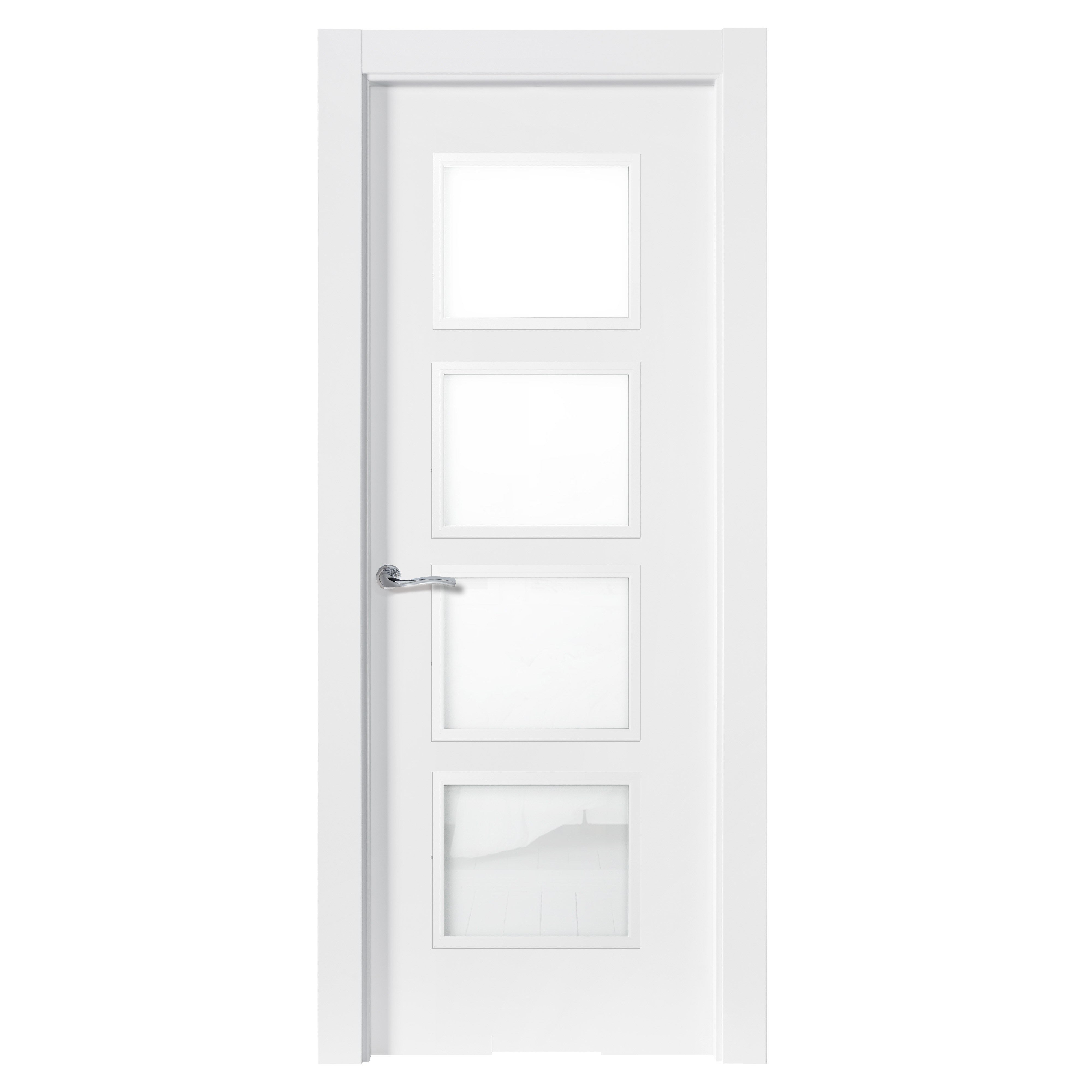Puerta abatible lucerna blanca premium con cristal blanco izquierda de 82.5