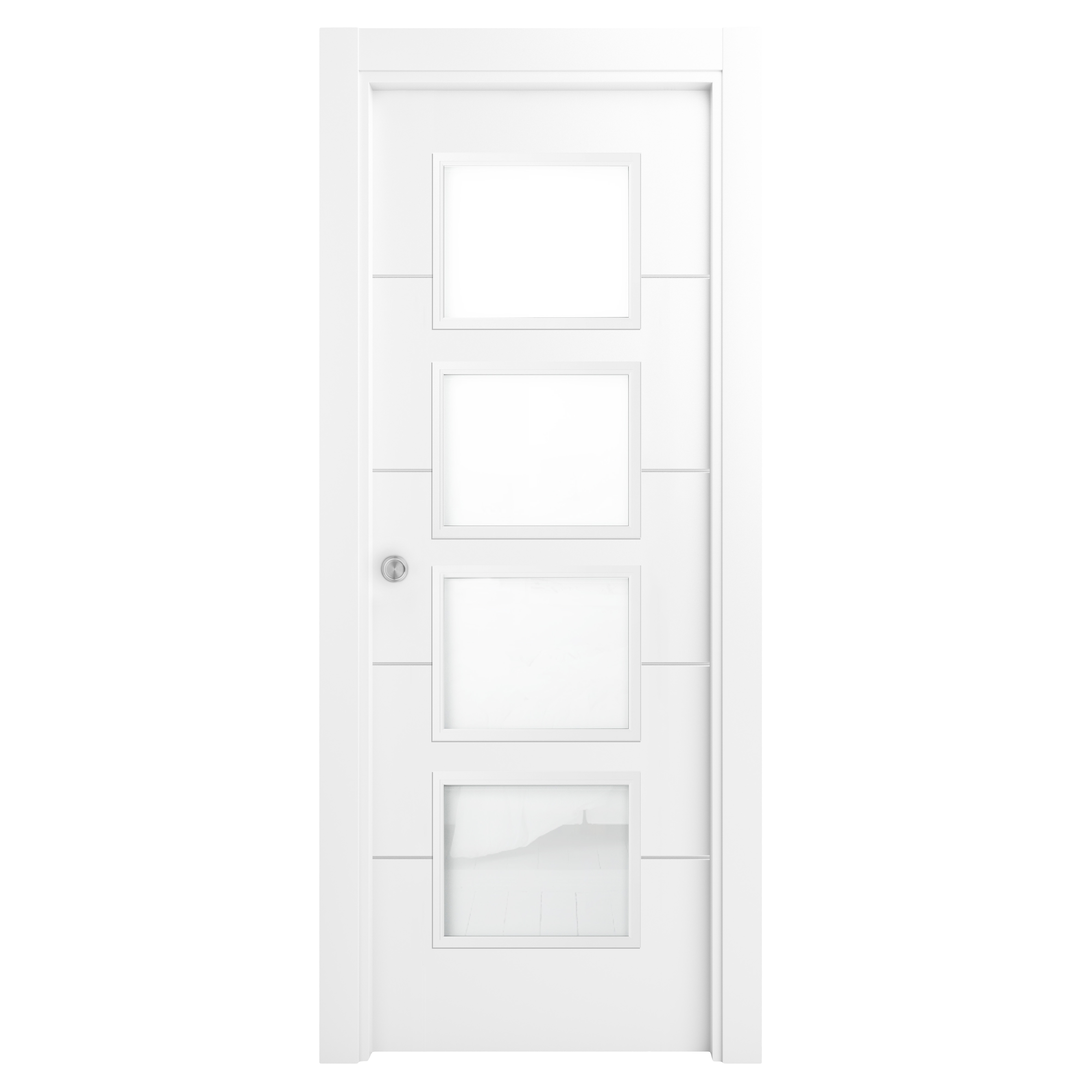 Puerta de interior corredera con cristal lucerna premium blanco de 72.5 cm