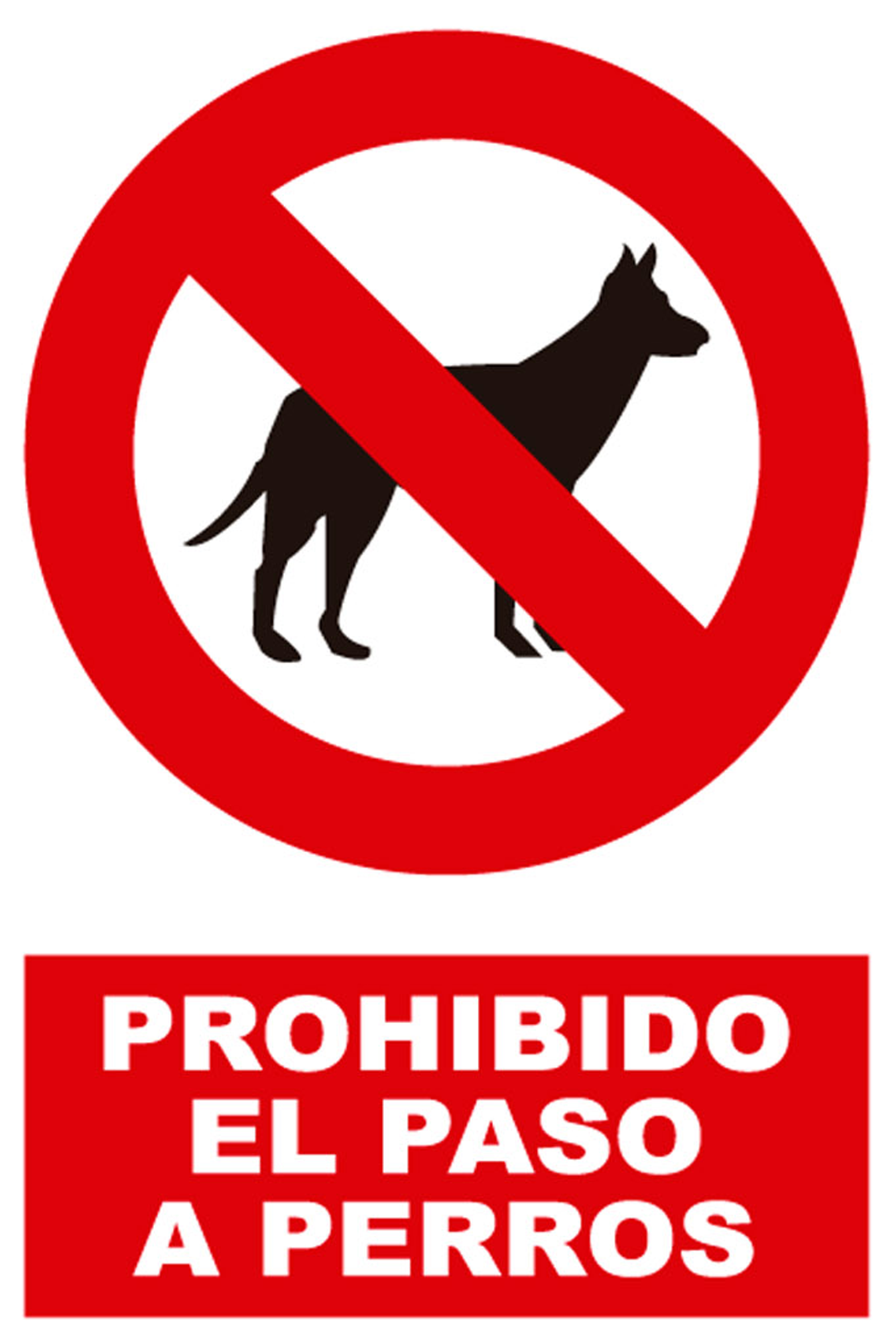 Cartel adhesivo señalización de perro peligroso rectangular inoxidable