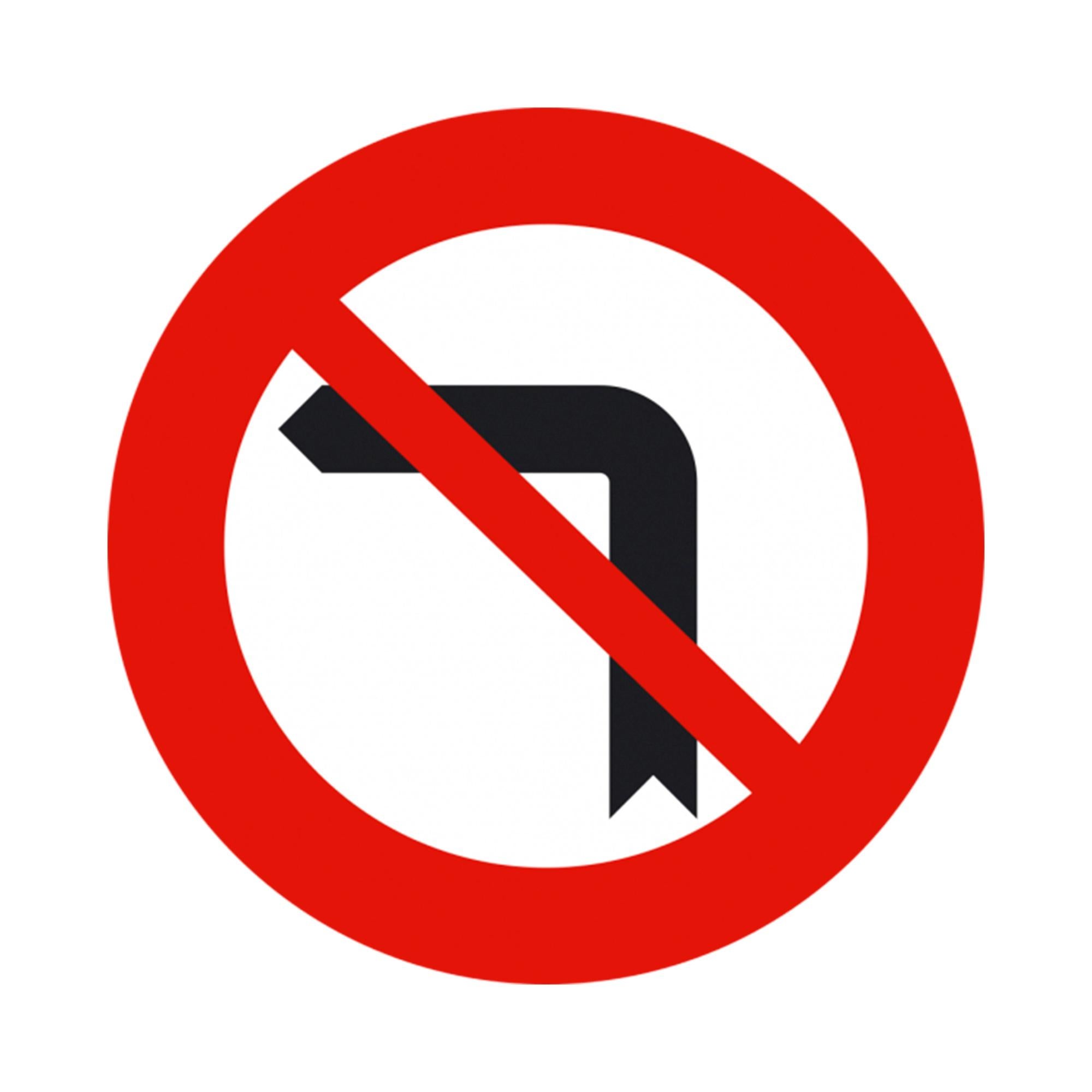 Señal vial giro a la izquierda prohibido 60x60 cm