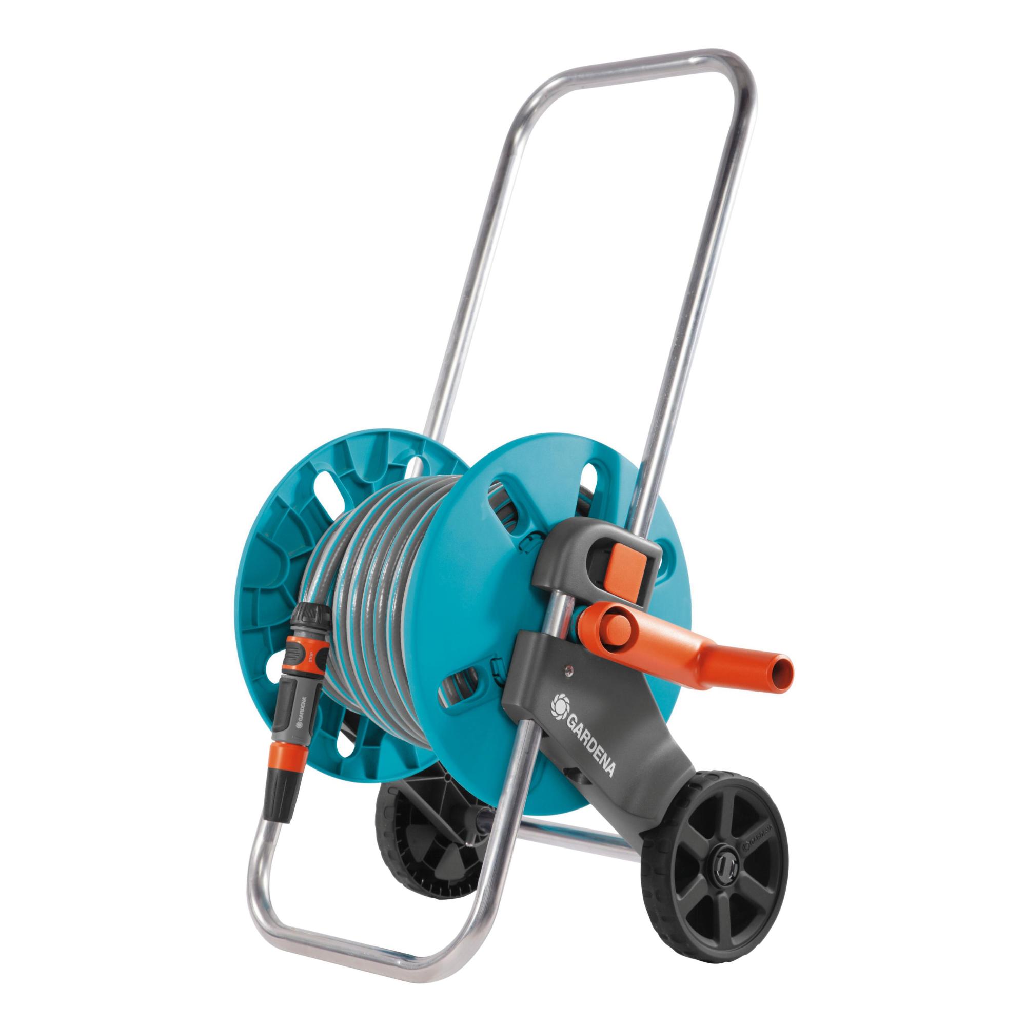 Carro y manguera equipada con ruedas gardena de 25m de 13mm de ø de la marca Gardena