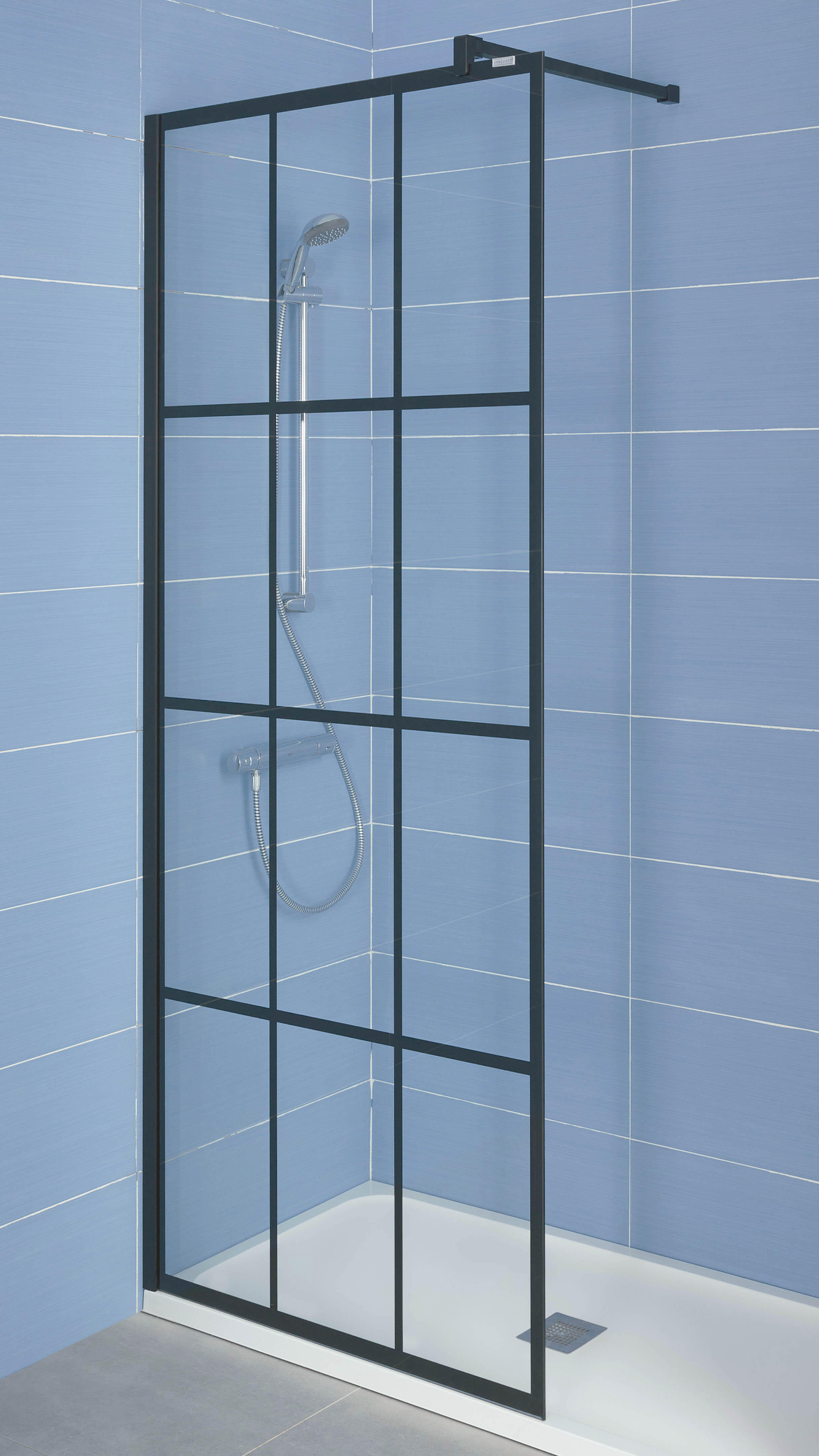 Panel de ducha cool serigrafiado perfil negro 100x200cm