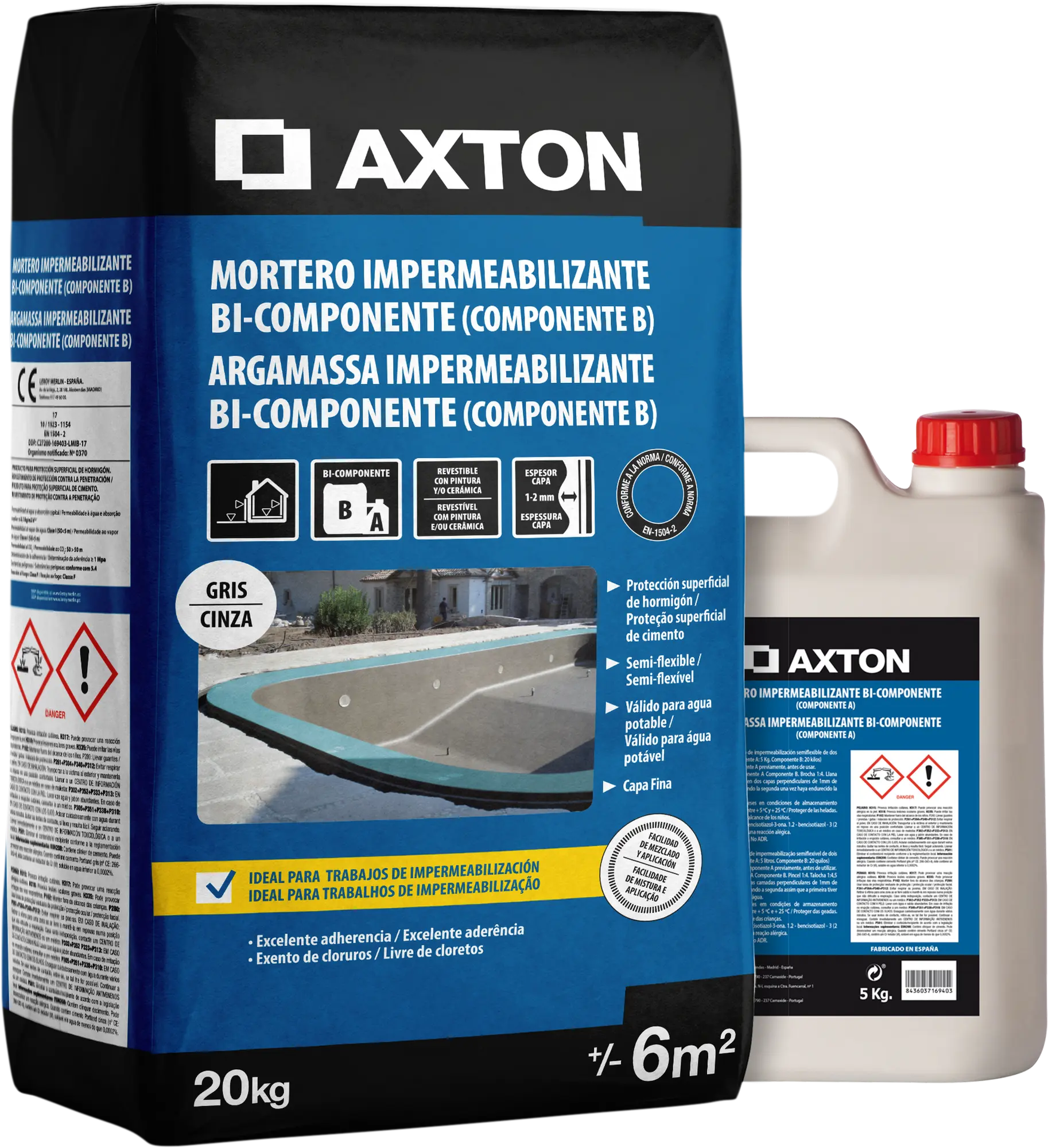 Mortero Impermeabilizante AXTON semifle 25 kg gris | Leroy