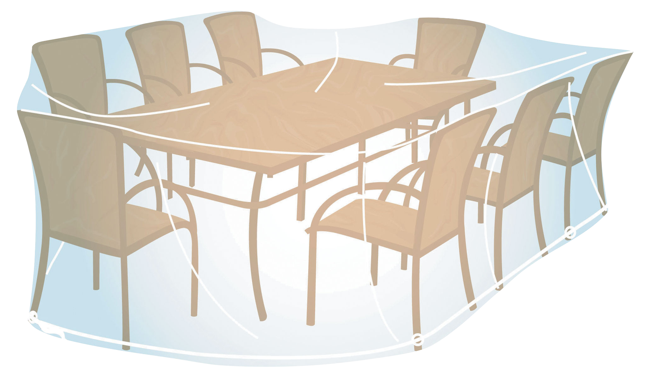Funda de protección para mesa recta./ovalada y sillas de pvc 280x170x90cm