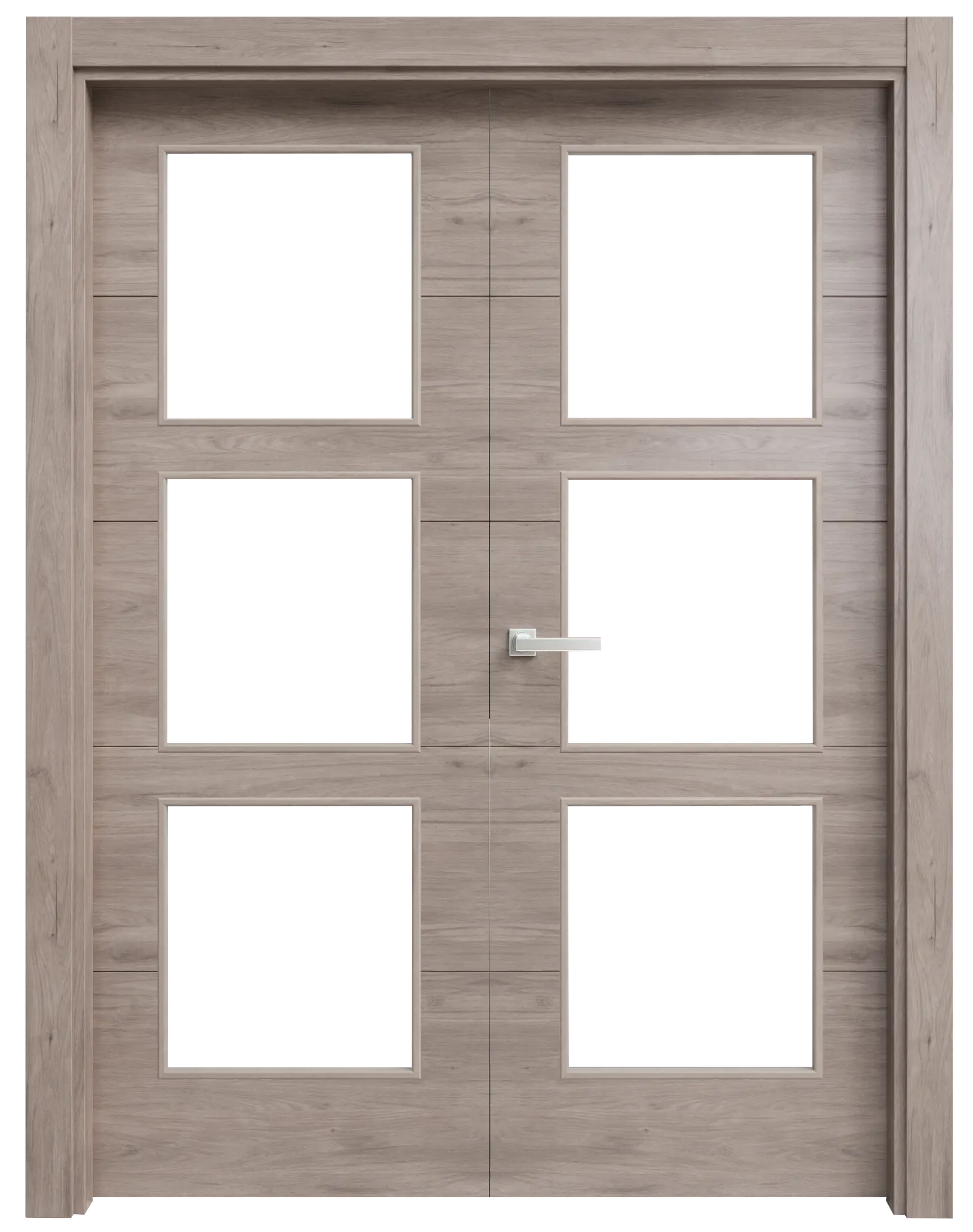 Puerta berna roble gris apertura derecha con cristal 9x145cm