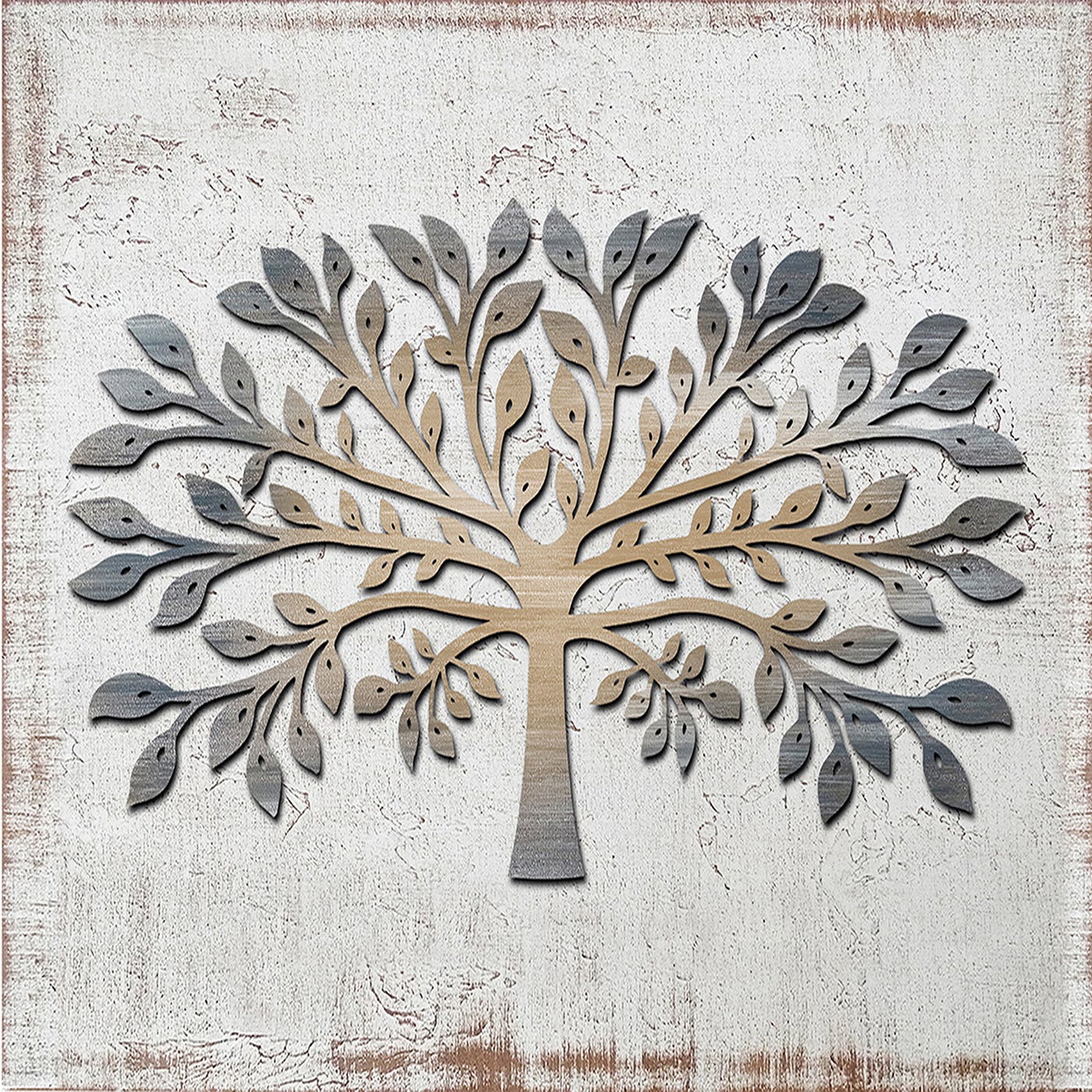 Tapa contador de luz o cuadro eléctrico Árbol de la Vida pintado a mano de  pino natural de 50x6x35 cm