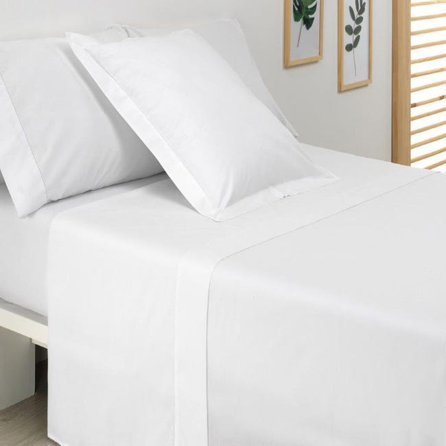 2 Fundas de almohada de algodón blanco cama 150 / 160 cm