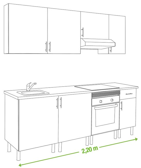 Contratación visual Residuos Composición de cocina BASIC blanco 2,20 m | Leroy Merlin