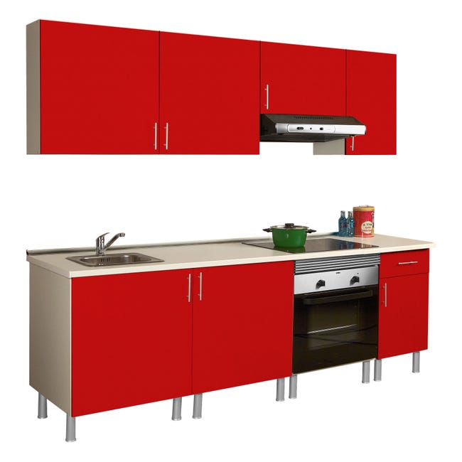 Composición de cocina rojo 2,20 m | Leroy Merlin