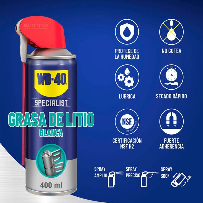 Grasa Liquida Blanca de Litio + PTFE Teflon Spray 400ml. - Quimicos Taller