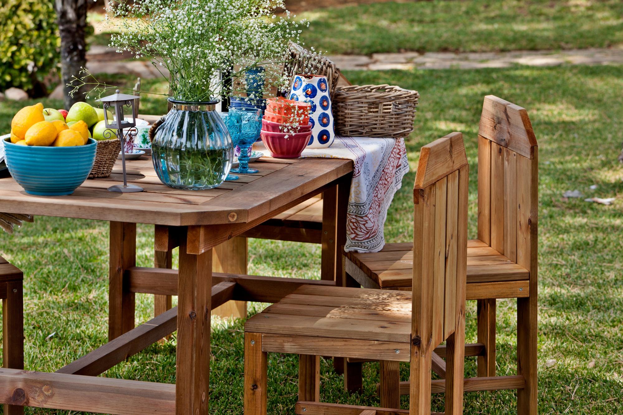 Mesa de madera country marrón de 181x75x100 cm de la marca CARMO