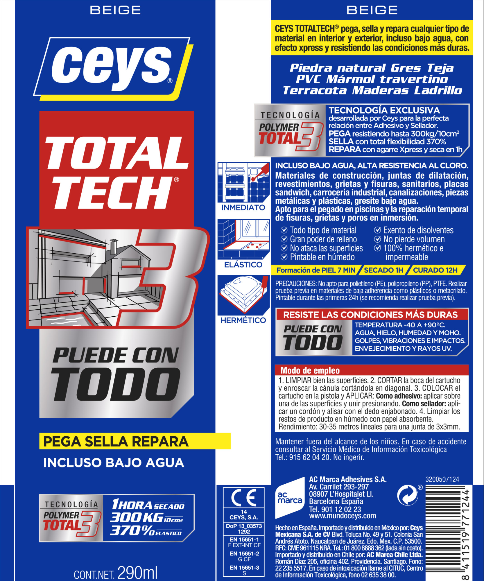 Sellador adhesivo TOTAL TECH 290 ml beige Leroy Merlin