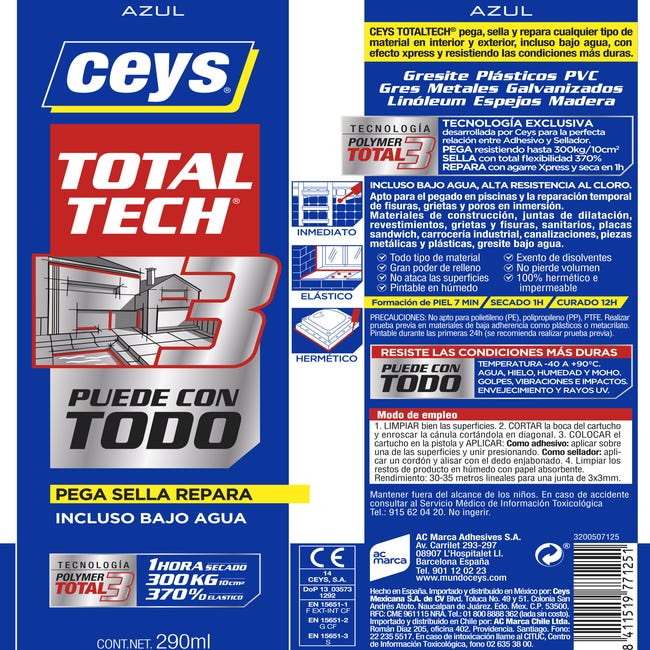 Ceys Total Tech. Sellador Adhesivo Multiusos 