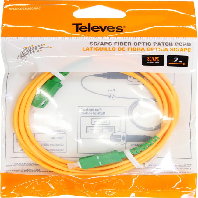 Cable de Fibra Óptica para Router - Latiguillo Monomodo FTTH - 9/125 OS2 -  SC/APC-SC/APC Simplex - Compatible 99% Operadores Movistar Jazztel Vodafone  Orange Amena Masmovil Yoigo (3 M)