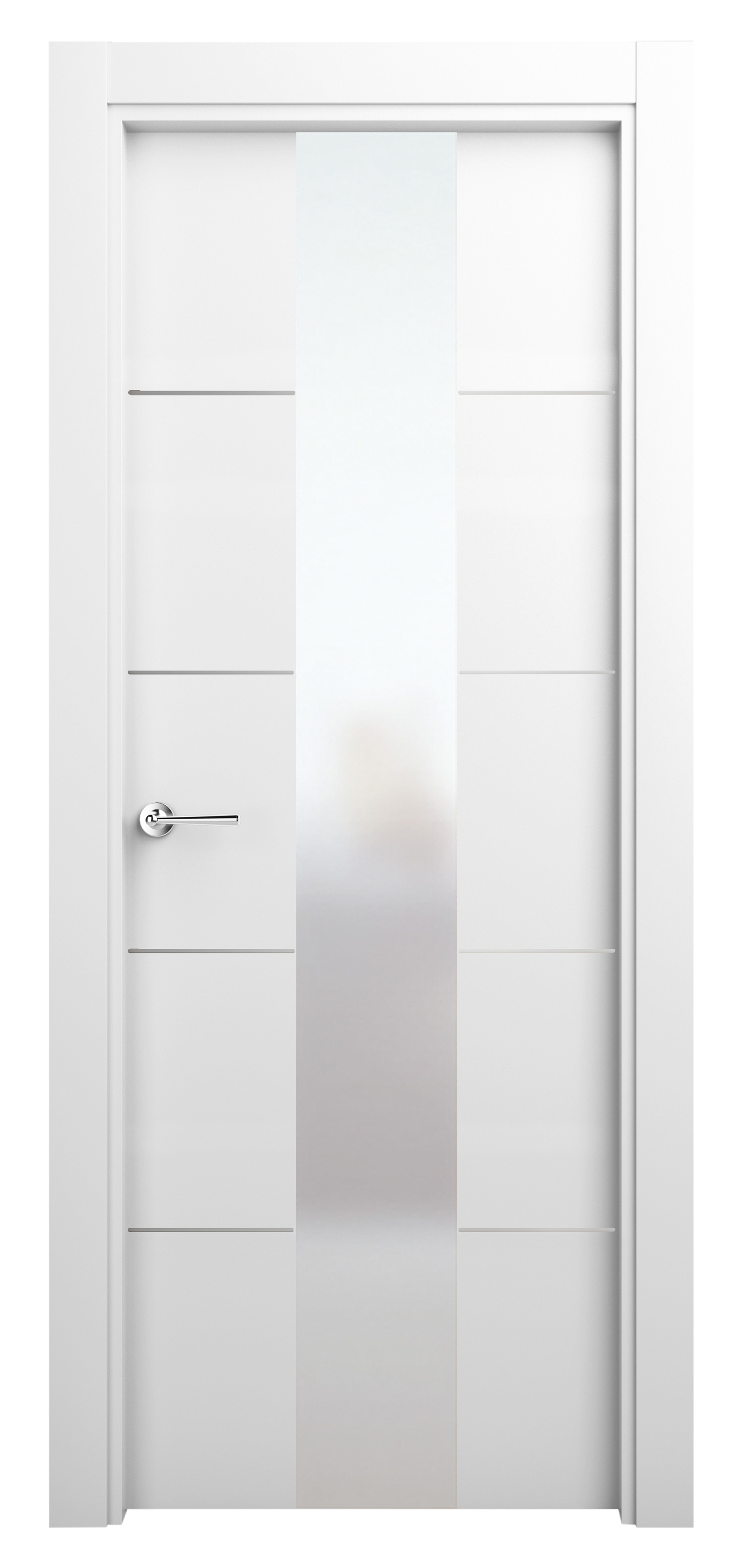Puerta abatible paris blanca premium con cristal blanco izquierda de 82.5 cm