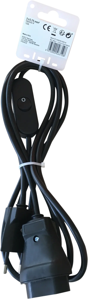 Cable alargador con interruptor LEXMAN negro 2 m