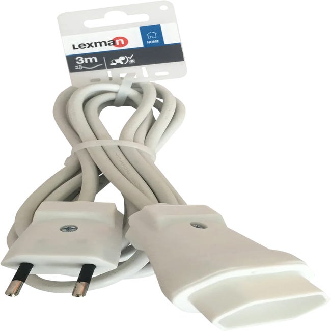 Cable alargador con interruptor LEXMAN blanco 2 m