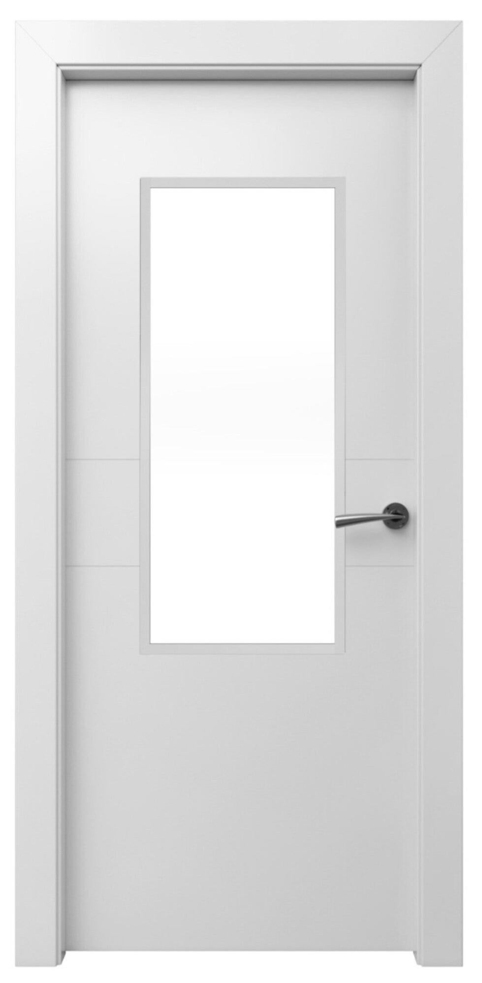 Puerta abatible vilna blanca con hueco para 1 vidrio apertura izq de 72,5 cm