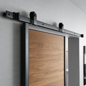 Sistema de puerta corredera Riel de suelo Juego de accesorios Riel de puerta  enrollable de madera Vidrio 150 kg Pfeil 183 CM