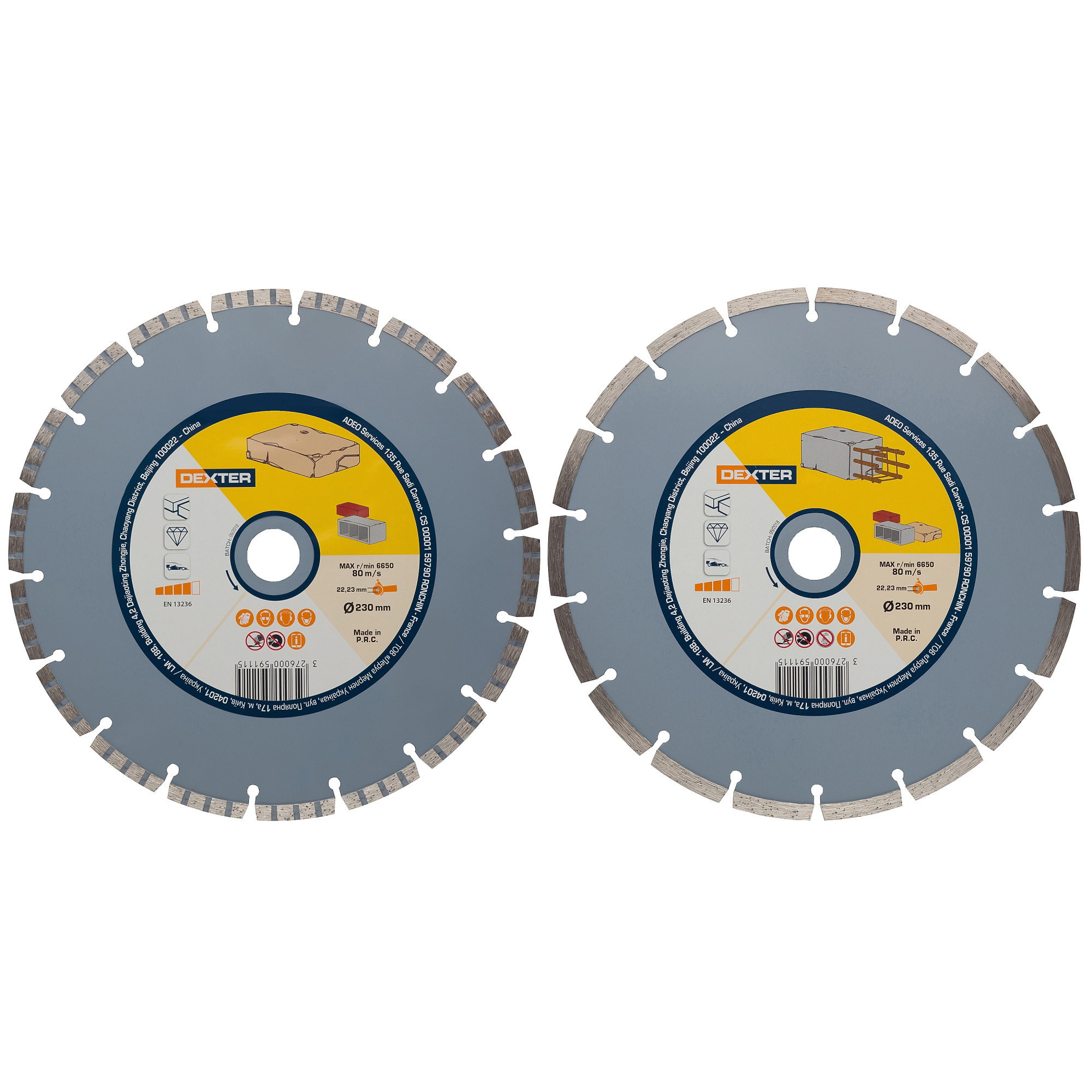 Set de 2 discos de diamante para construcción dexter ø230 mm