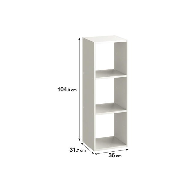  Giantex Estantería de 3 cubos color blanco – Estantería abierta  de 3 niveles blanca moderna con estantes ajustables, dispositivo  antivuelco, organizador de almacenamiento de cubos de madera pequeños para  habitación de
