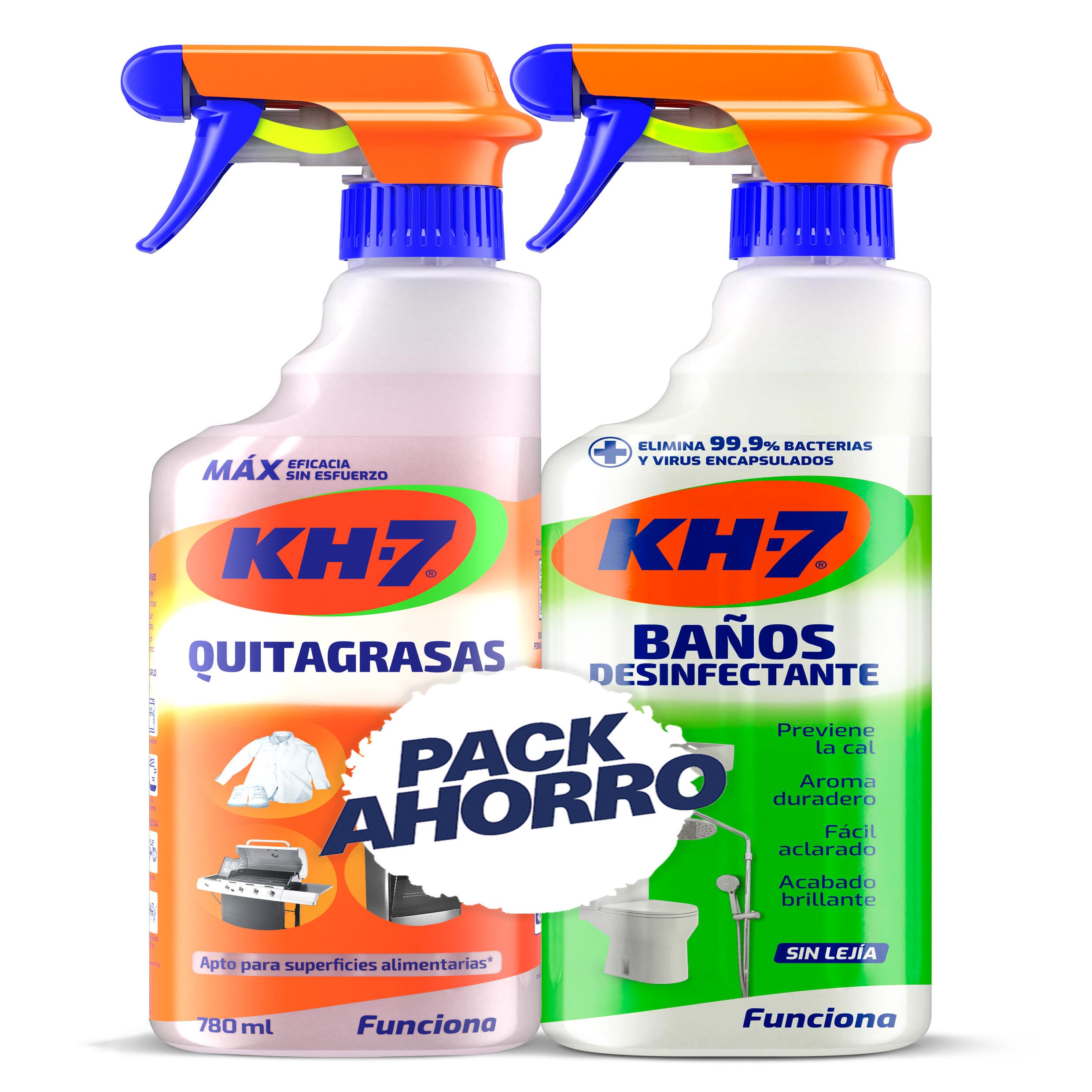 Pack limpiadores KH7 quitagrasas y baños desinfectantes 0,75L
