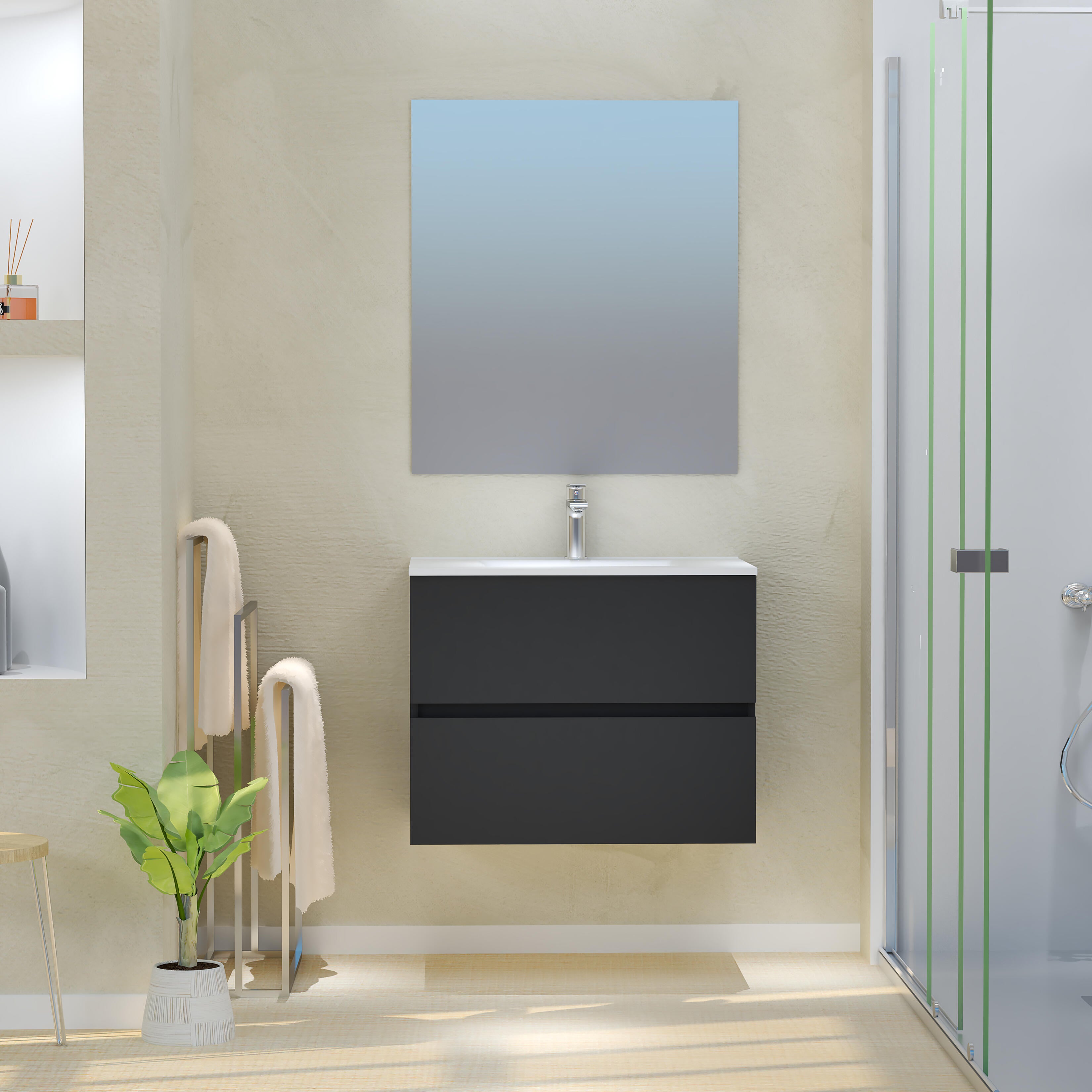 Mueble de baño con lavabo taylor negro 70x45 cm