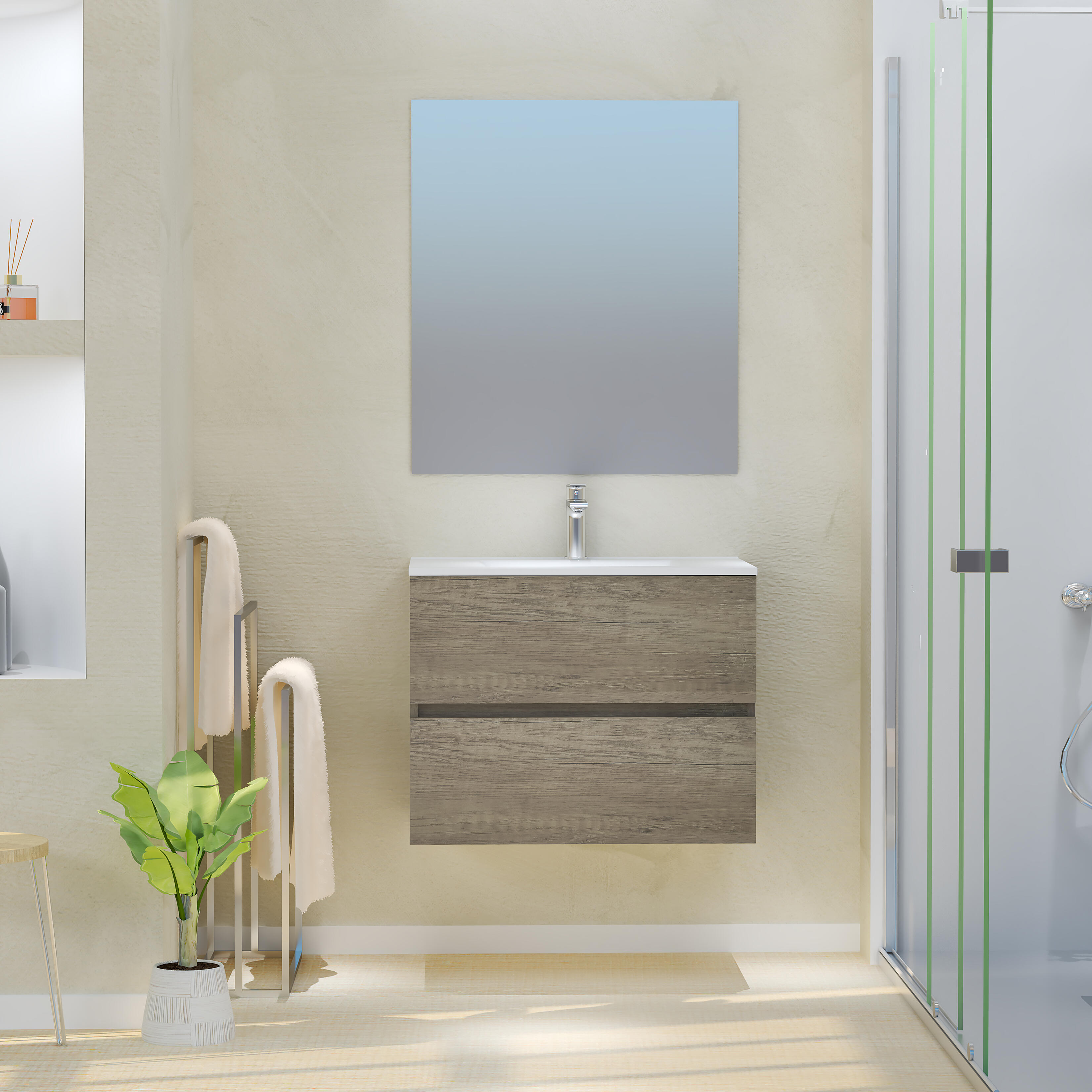 Mueble de baño con lavabo taylor castaño 70x45 cm
