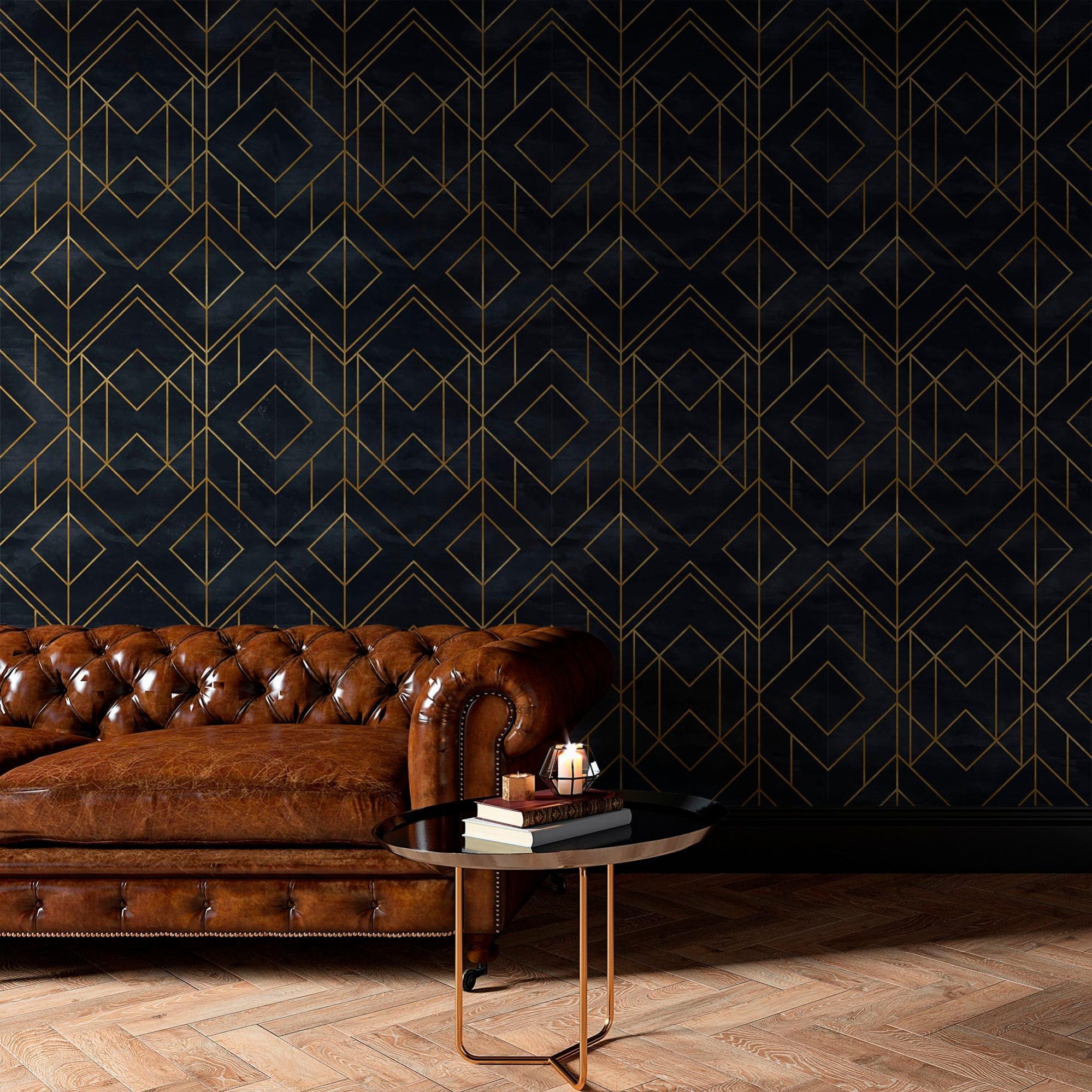 Papel Pintado Geom trico Black Gold Negro Leroy Merlin papel-pintado-geom-trico-black-gold-negro-leroy-merlin