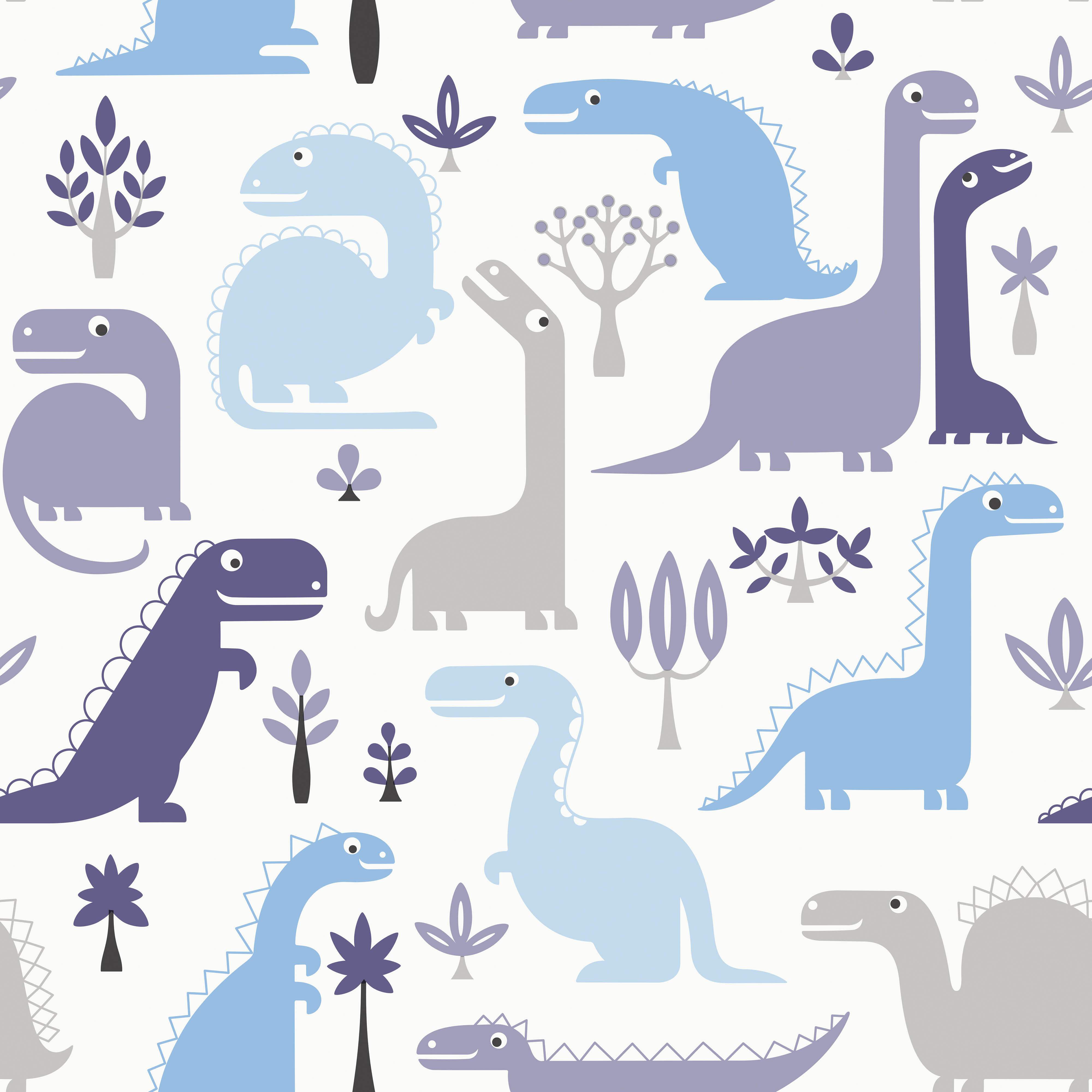 Papel pintado vinilo infantil dinosaurios azul