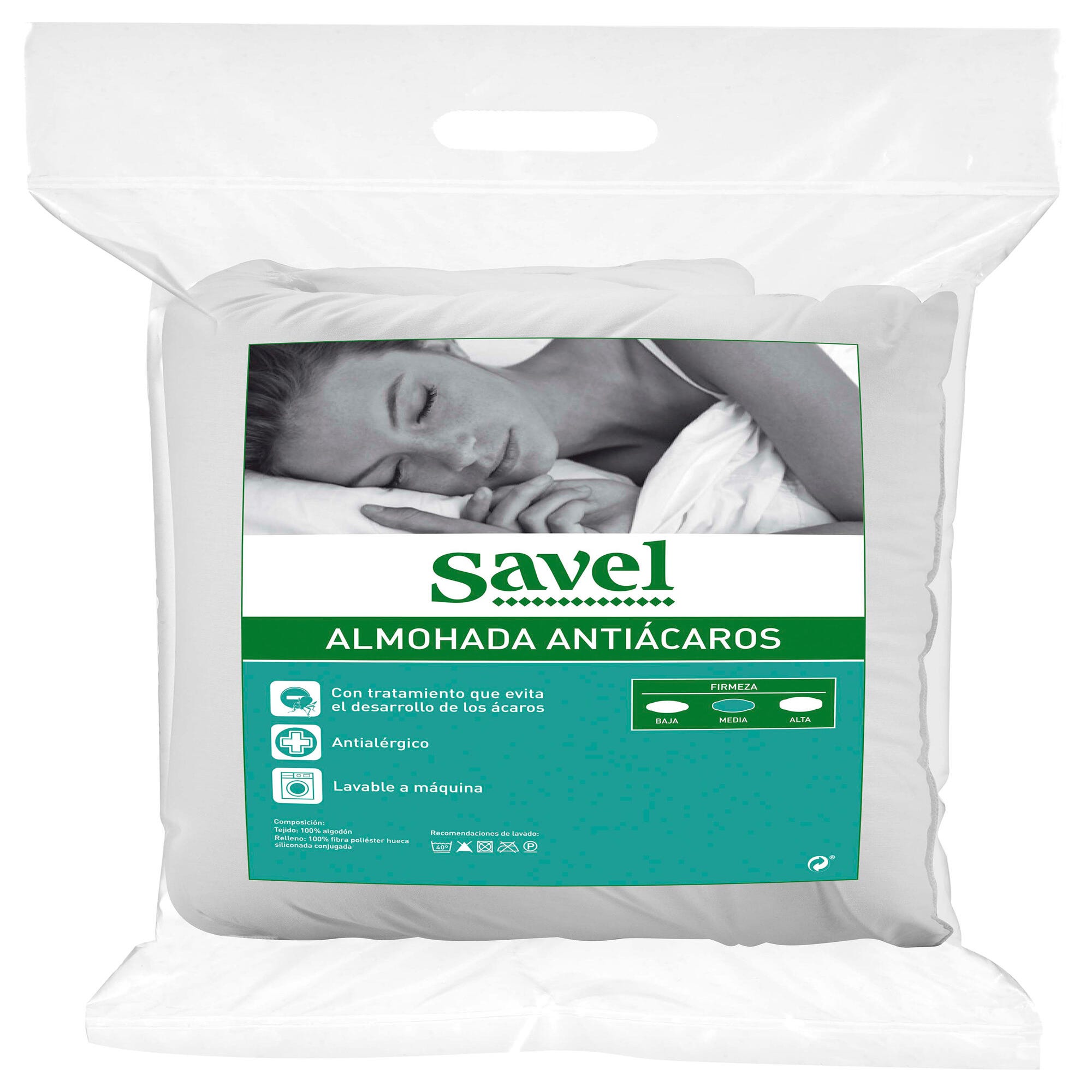 Almohada de 90 cm antialérgica y antiácaros