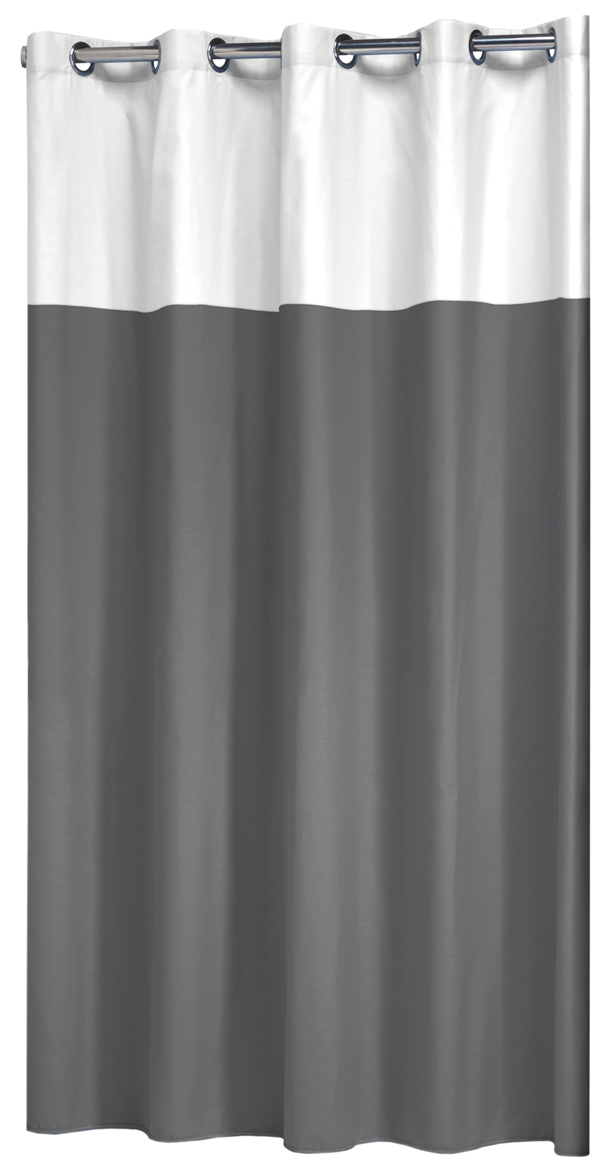 Cortina de baño double gris/blanco algodón+poliéster 180x200 cm