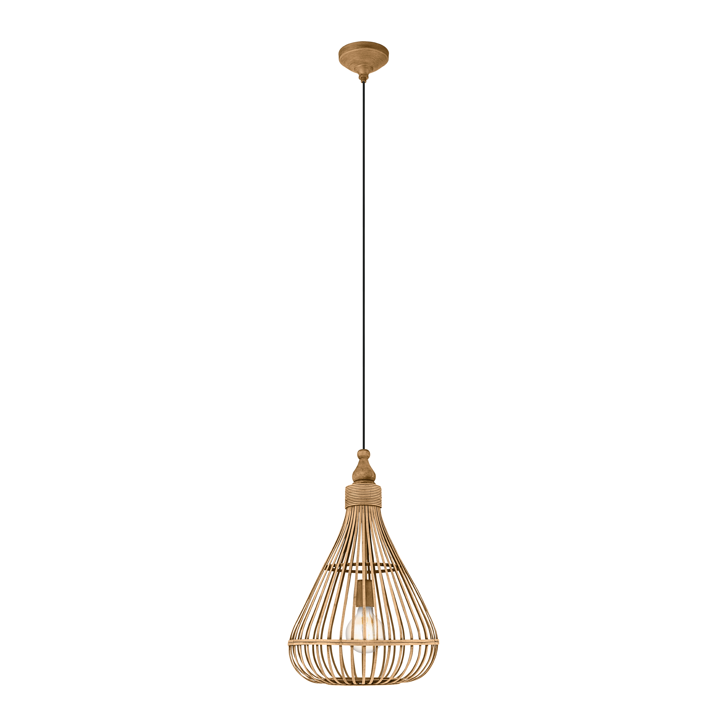 Lámpara de techo de colgar amsfield cónica bambú 1 luz e27 35 cm