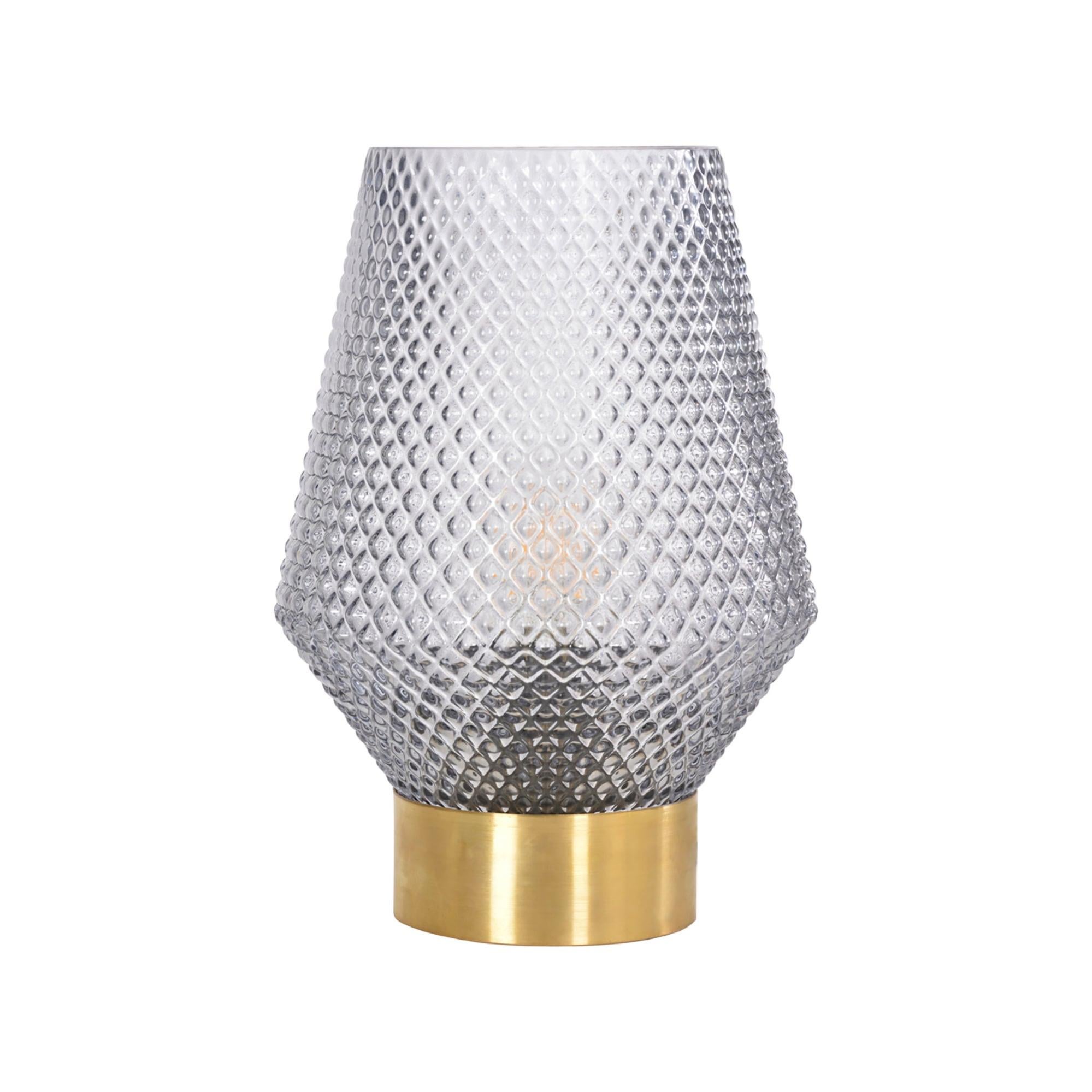 Lámpara de mesa acerola e14 metal y cristal dorado