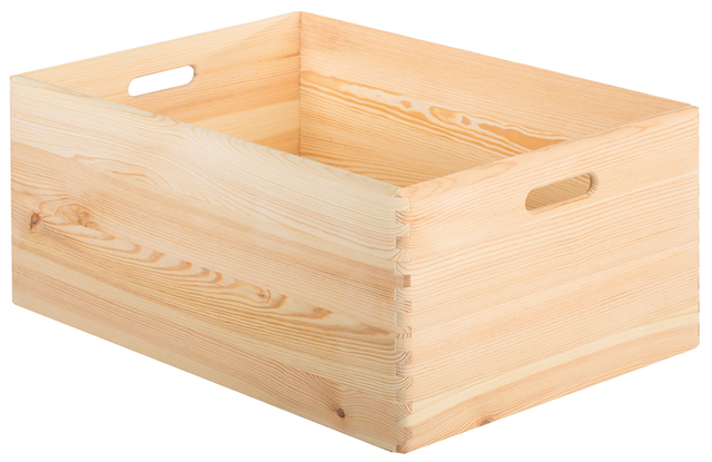 Caja de almacenamiento con asas, madera, caja rectangular decorativa,  almacenaje documentos, juguetes, herramientas, comida, rop