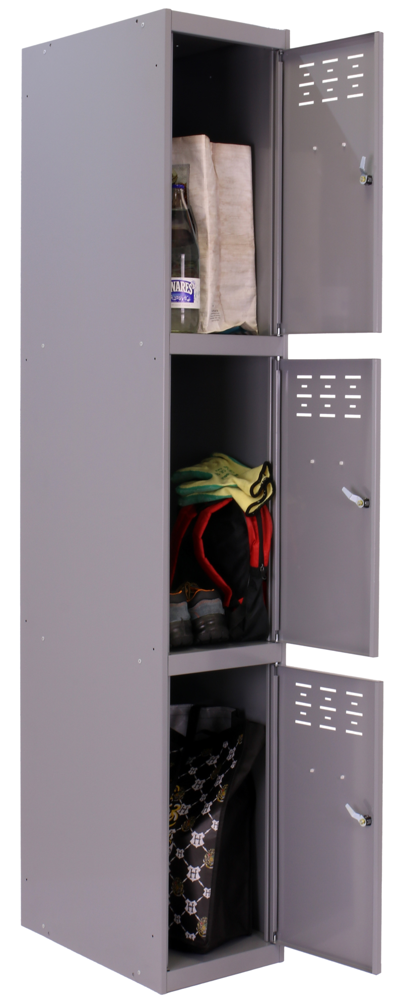 Casillero inicial de acero 3x1, 180x30x50 cm desmontado color gris 3 puertas