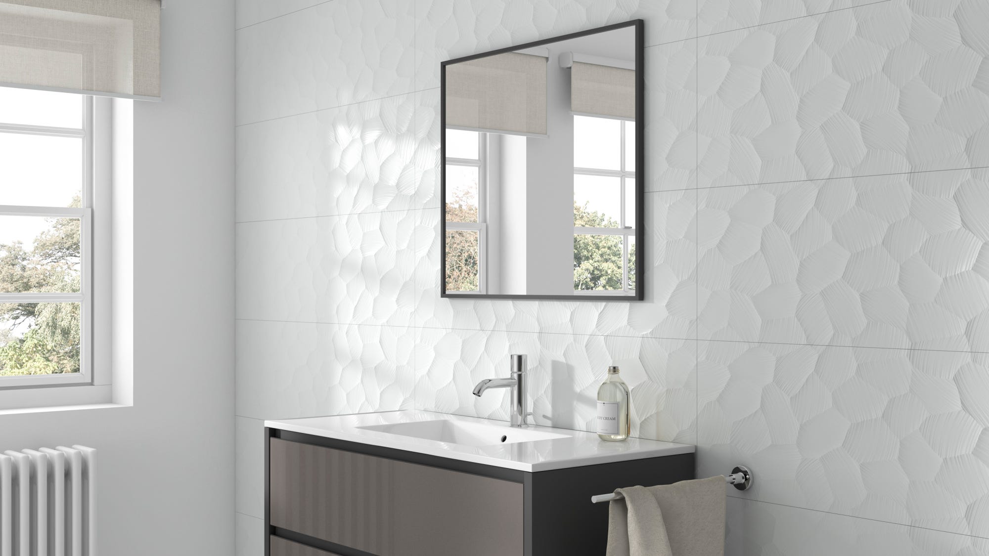 Azulejo Efecto Relieve Blanco Mate 31 5x100 Cm Circle White Co azulejo-efecto-relieve-blanco-mate-31-5x100-cm-circle-white-co
