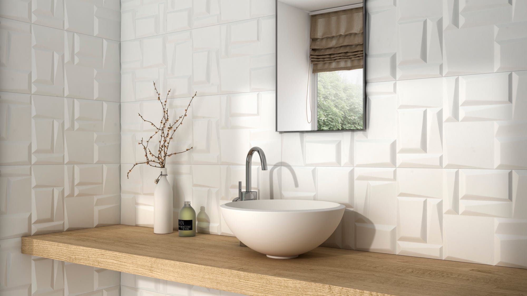 Azulejo Efecto Relieve Blanco Mate 31 5x100 Cm White Co GRESPANIA azulejo-efecto-relieve-blanco-mate-31-5x100-cm-white-co-grespania