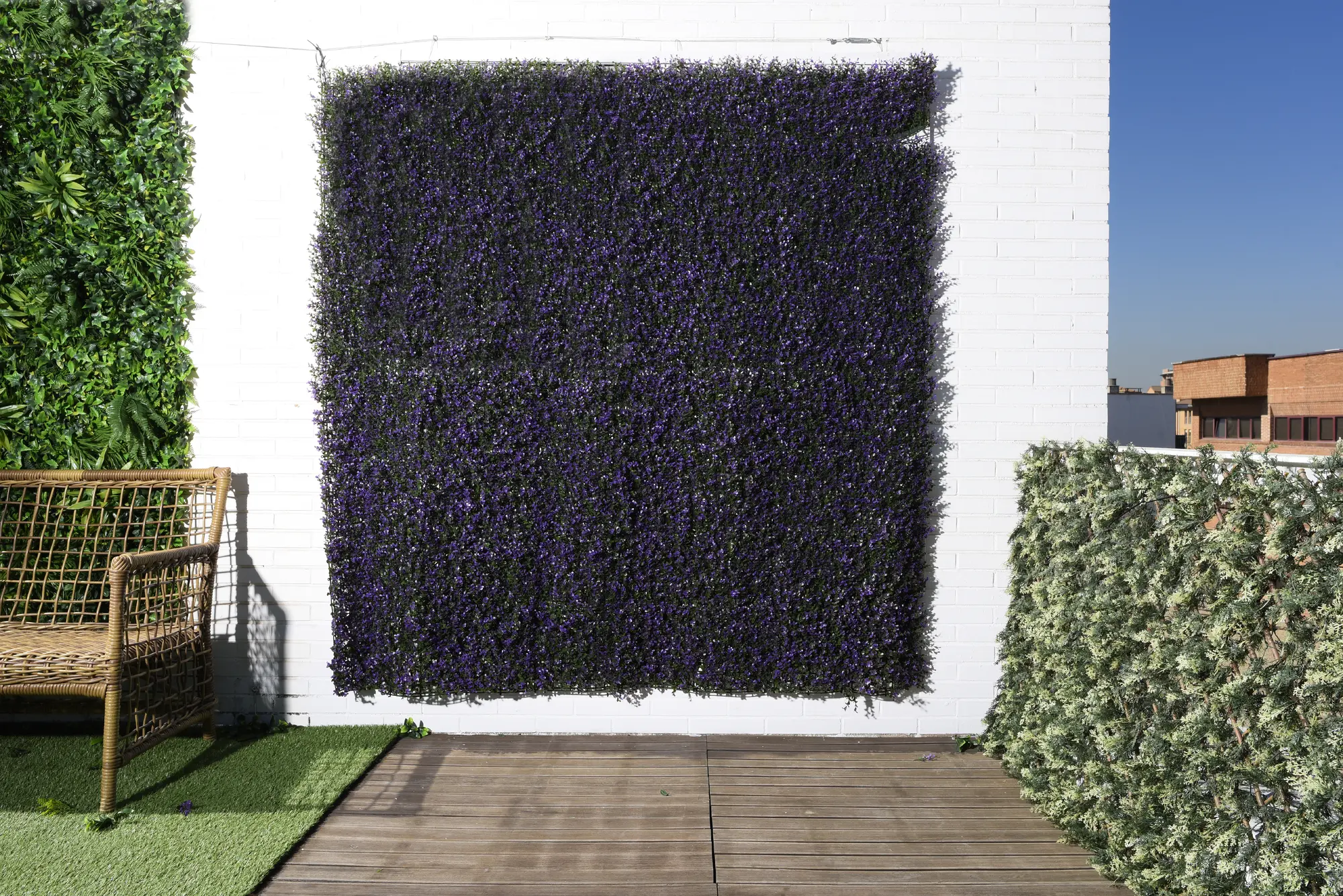Jardín vertical artificial boj lila tenax 100x100cm