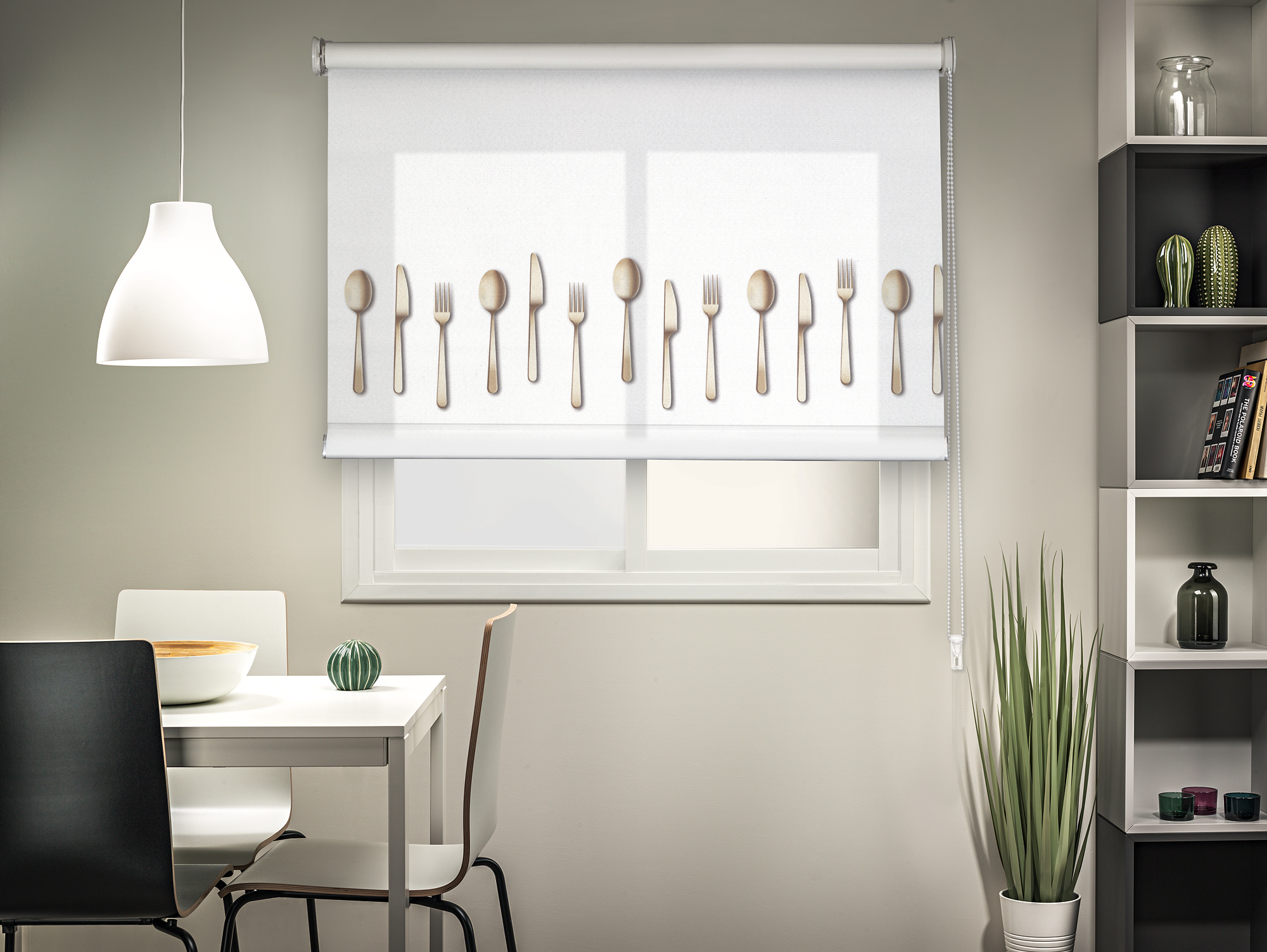 Estor enrollable screen spoon dorado blanco de 180x190cm