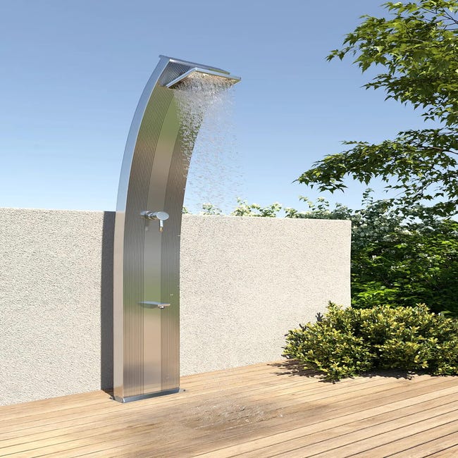 Ducha solar para piscina QP Recta negra de aluminio de 32 L