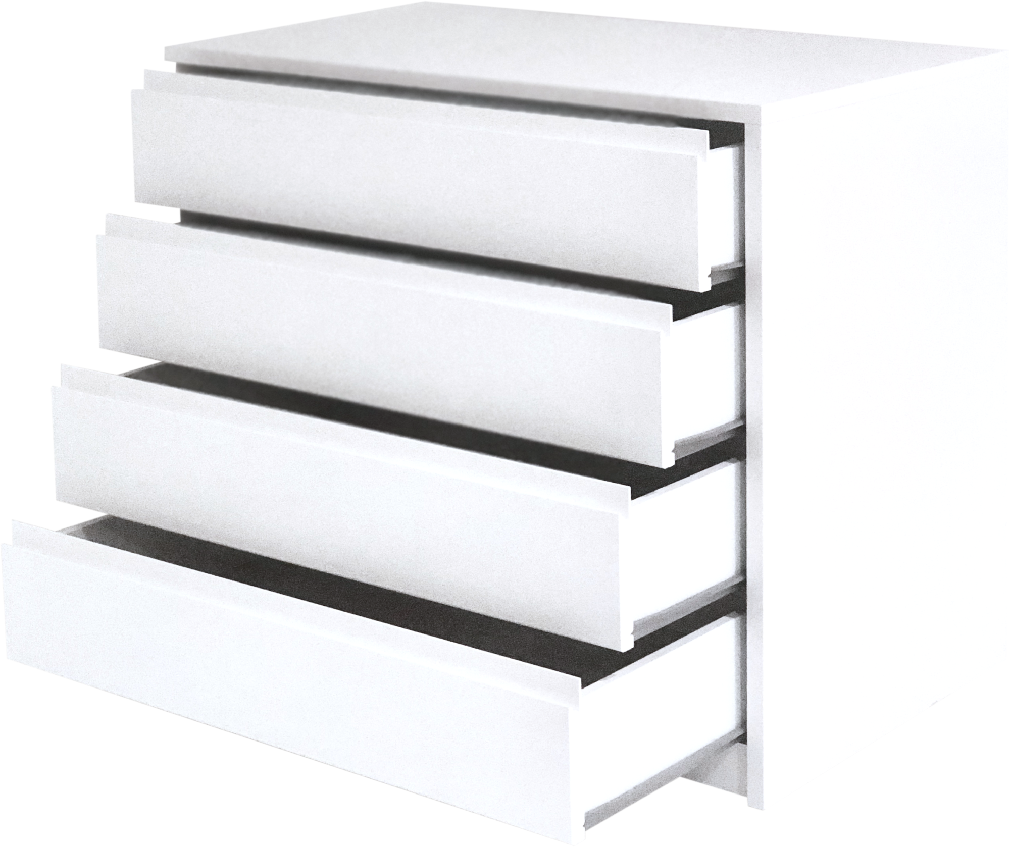 Cajonera 4 cajones Serie Montada blanco con uñero 72x80x50cm