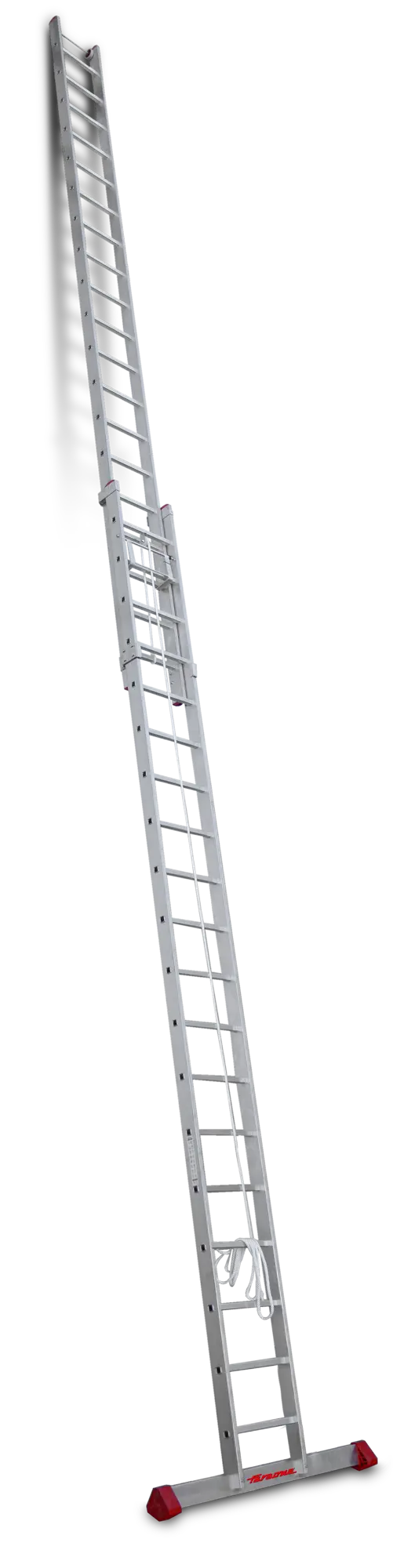 Escalera extensible con cuerda de aluminio 2 tramos de 19 peldaños