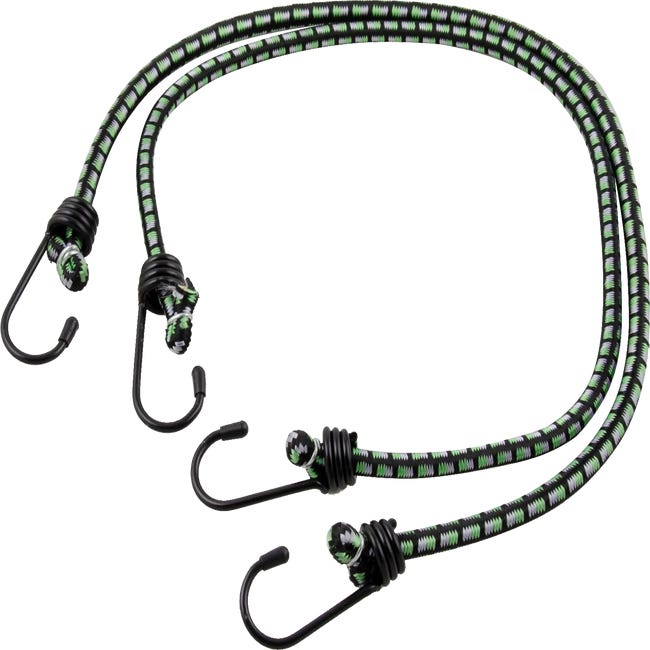 2 Cuerda elástica con gancho de caucho natural de 18 mm de ø y 0.6 m de  longitud