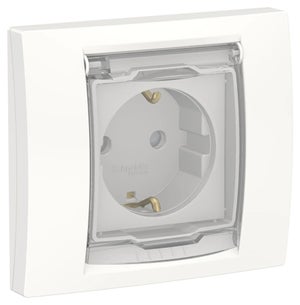 Base de enchufe schuko empotrable IP44 a tornillo con tapa de color blanco  - Cablematic