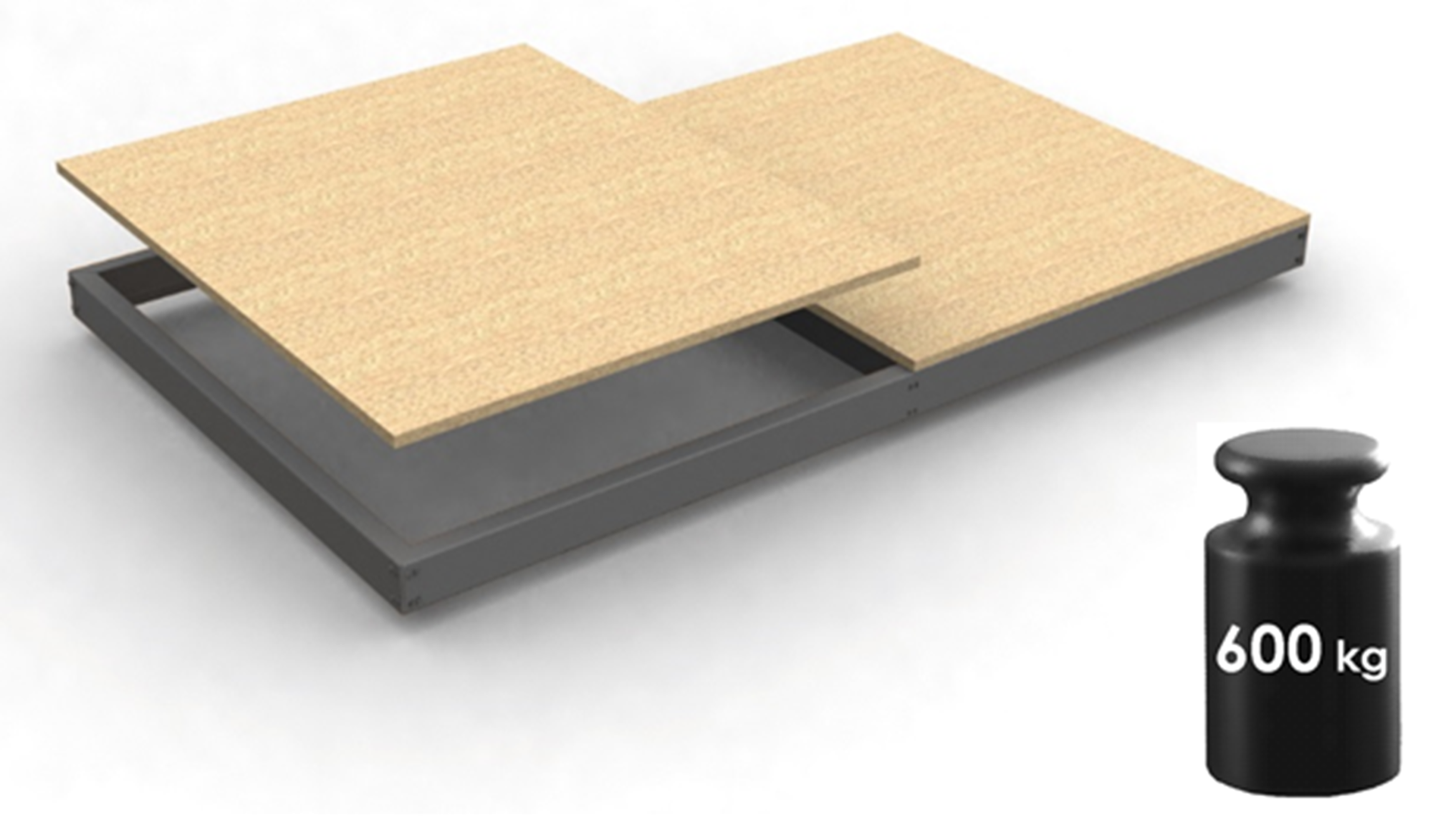 Estantería metálica en kit de acero de 45x150 cm y carga max. 600 kg por balda