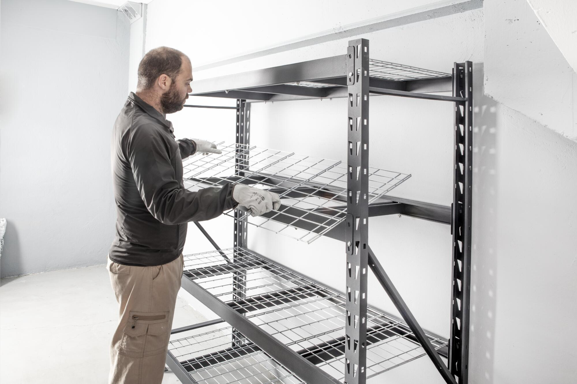 Bullrack Mobile Rack Estantería metálica BULLRACK 183x180x60cm gris texturizada 4 baldas ...
