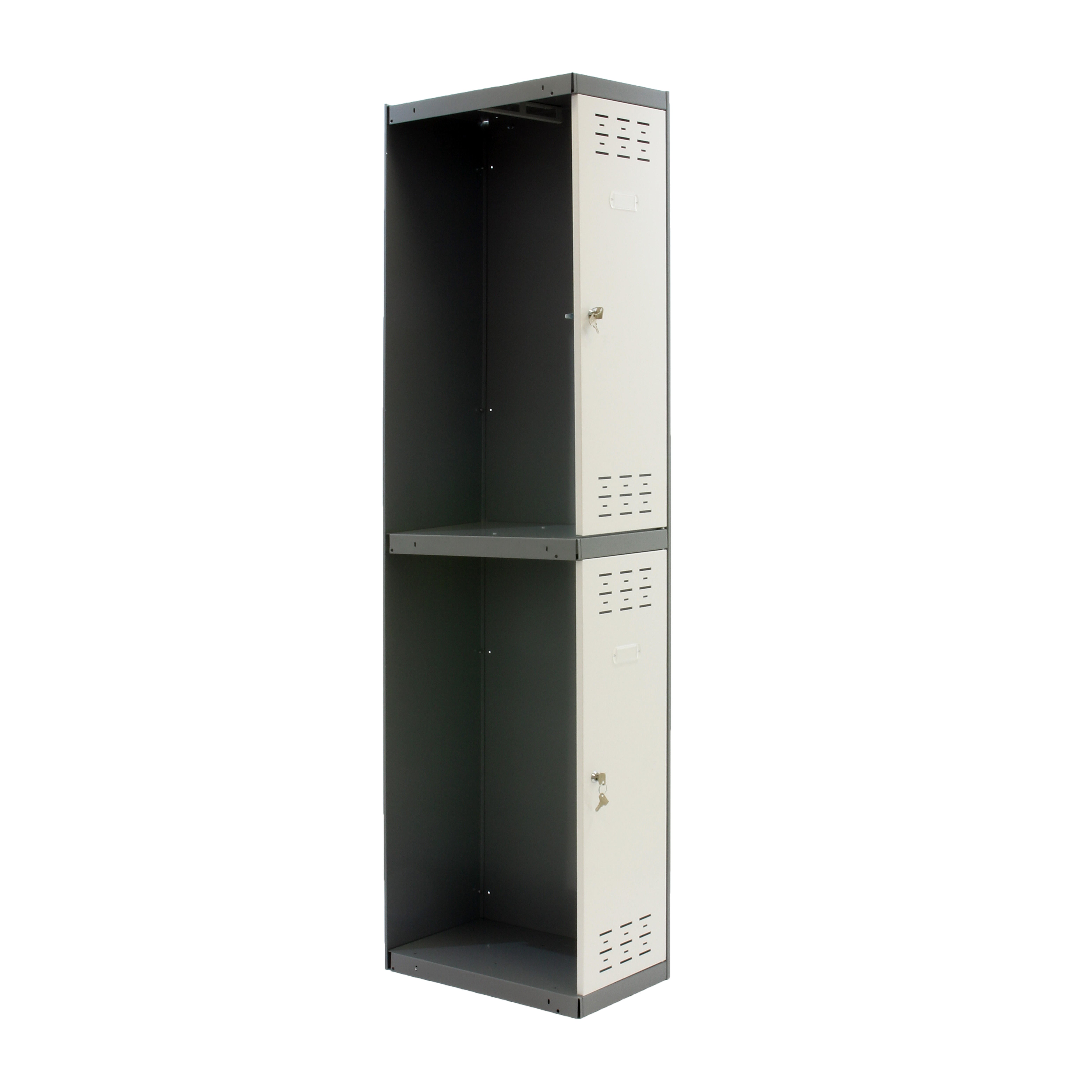 Taquilla biplaza adicional acero 30x180x50cm desmontada color gris/bco 2 puertas