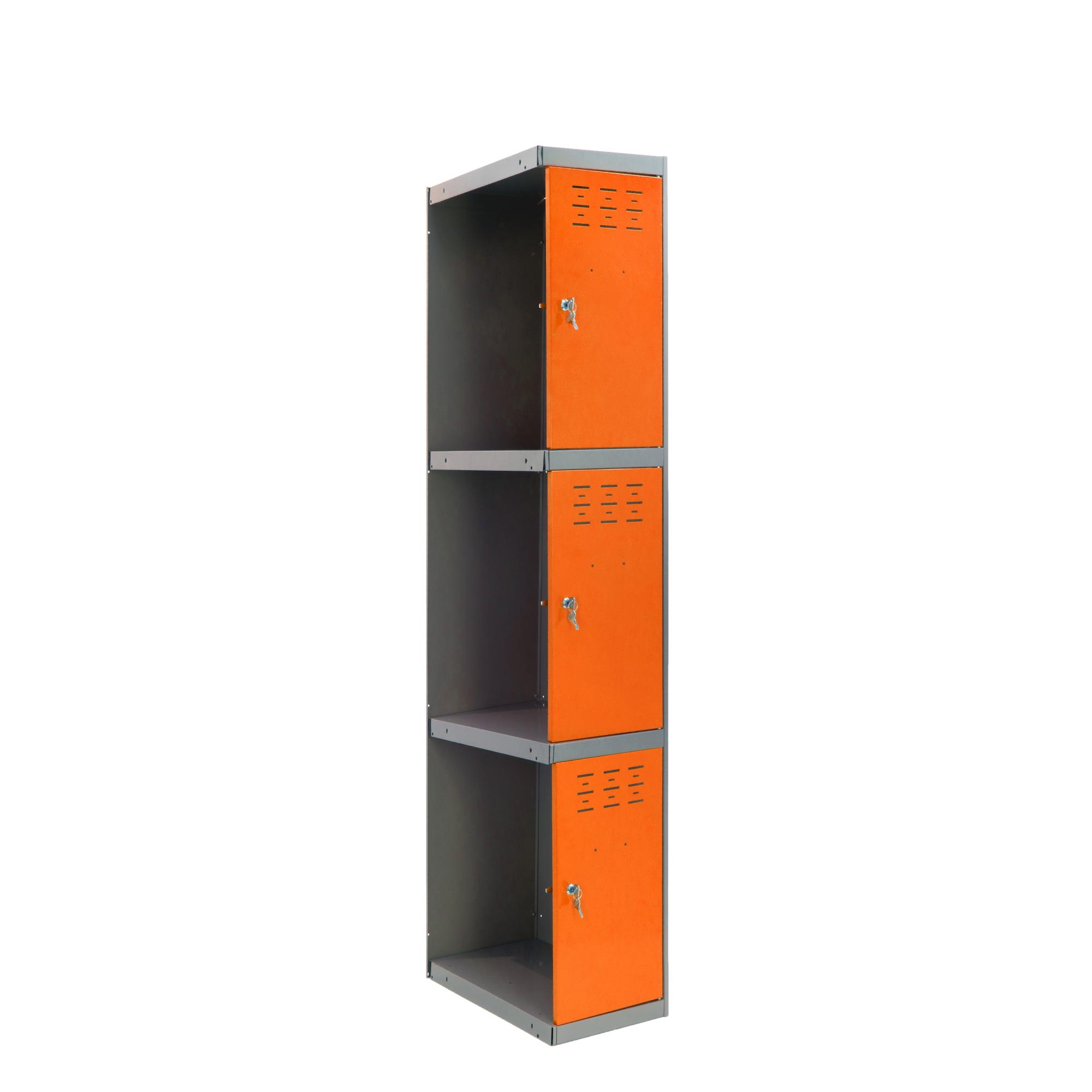 Casillero adicional de acero 30x180x50cm desmontado color gris/naranja 3 puertas