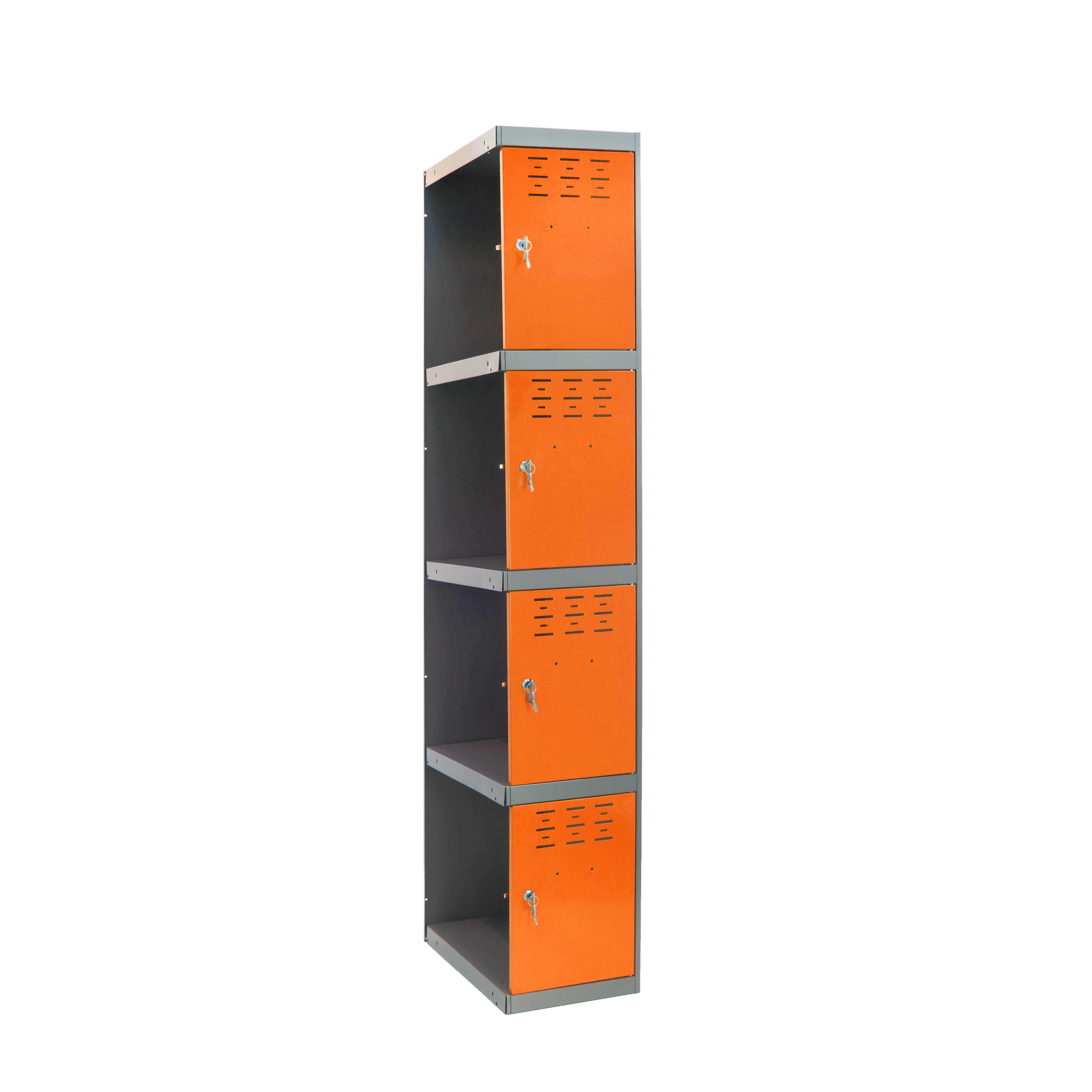 Casillero adicional de acero 30x180x50cm desmontado color gris/naranja 4 puertas